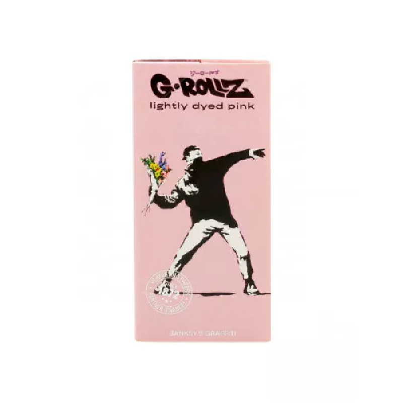 BANKSY'S GRAFFITI KING SIZE SET - LIGHTLY DYED PINK PAPERS + TIPS & TRAY BY G-ROLLZ