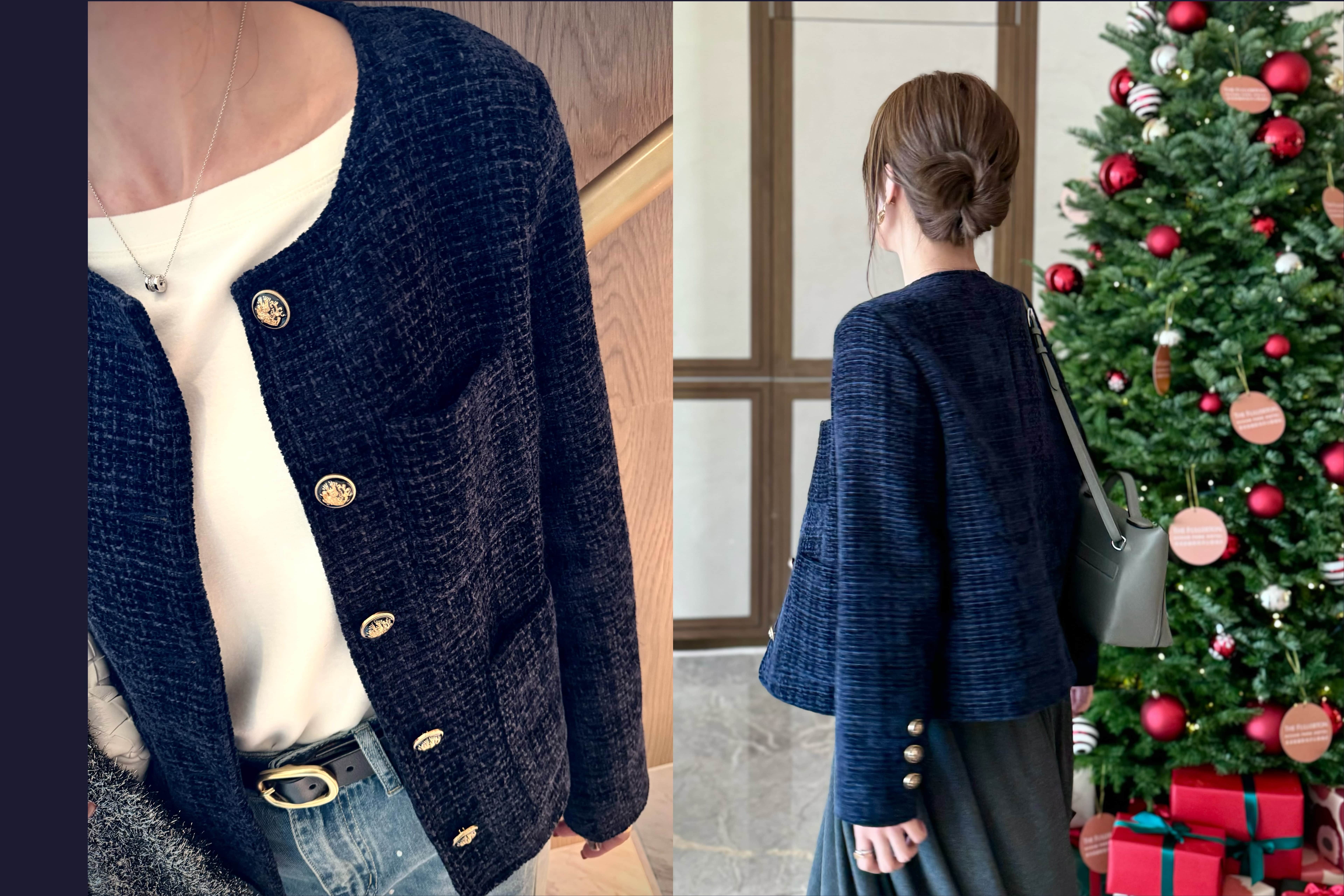 Velvet Checked Cropped Jacket_JK2412L45
