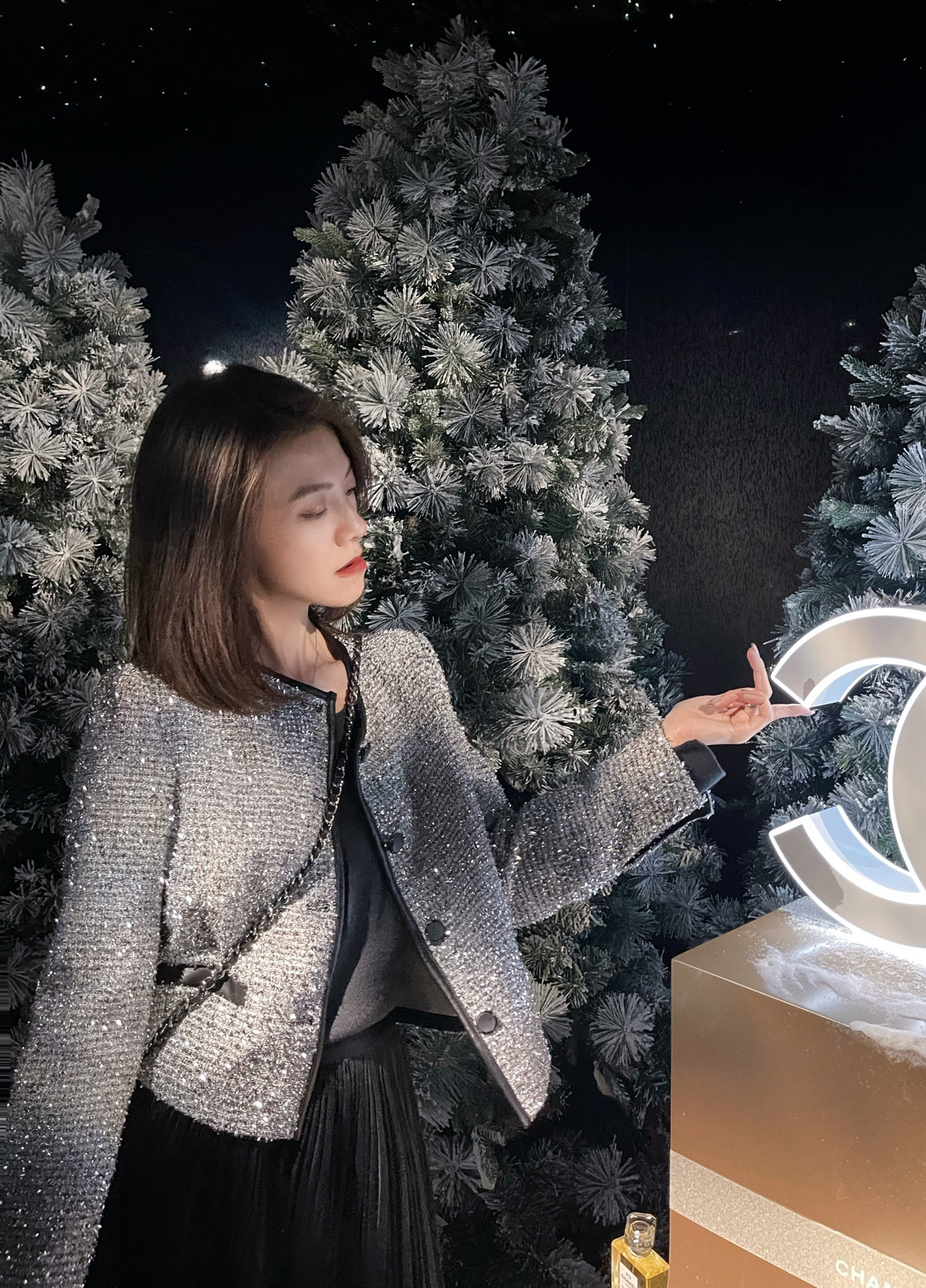 Glitter Contrast Trim Cropped Jacket_JK2312L06