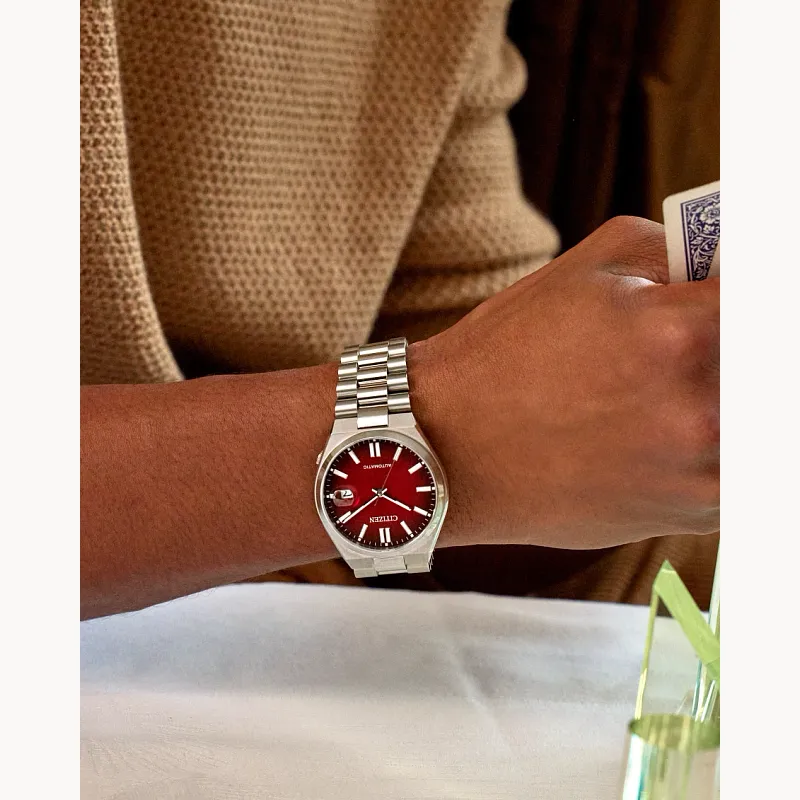 萬年鐘錶 - Citizen 星辰錶 紅色面盤自動上鍊機械男錶  NJ0150-56W  錶徑40MM