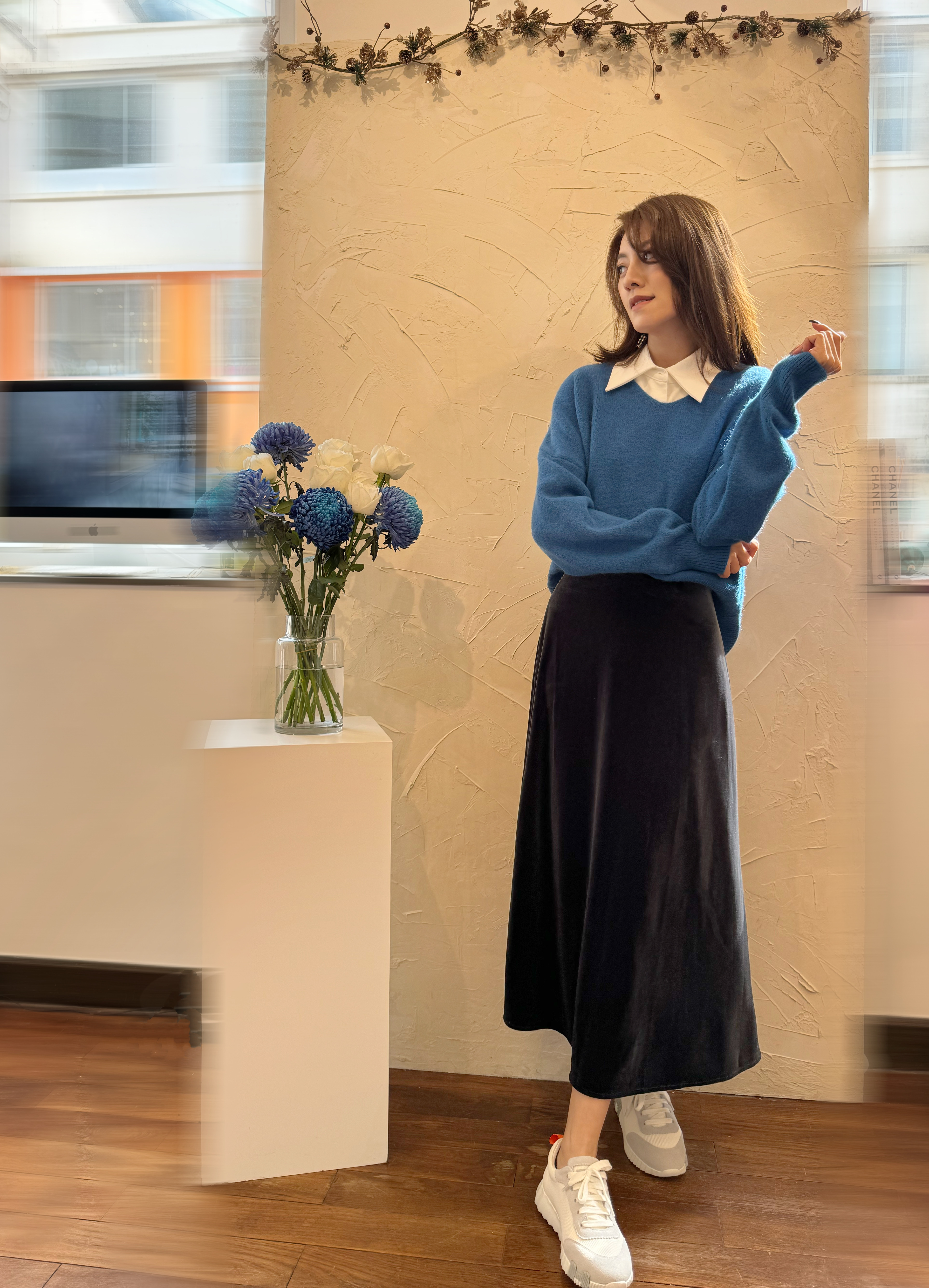 Velvet Midi Skirt_SK221L19