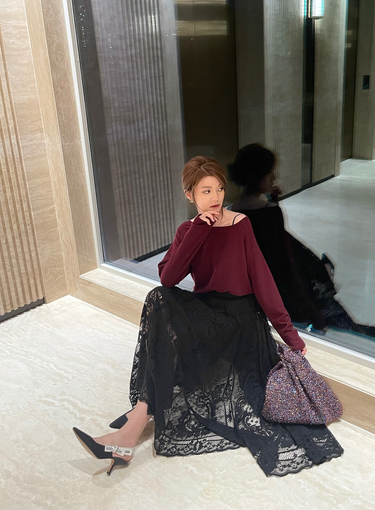 Boatneck Shoulder Velvet Touch Top_TP2412L02B