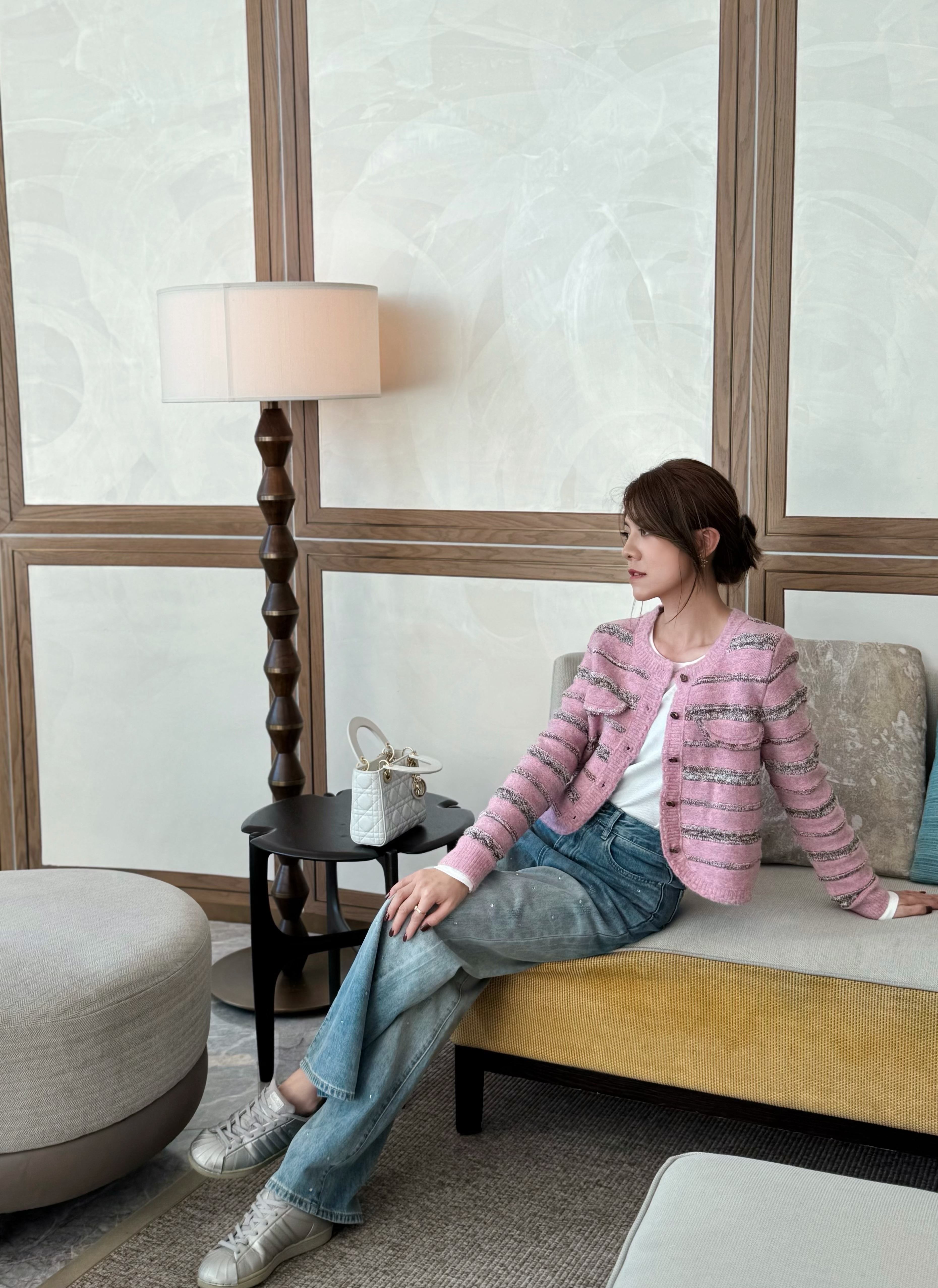 Contrast Stripe Wool-Blend Cropped Cardigan_KN241L029