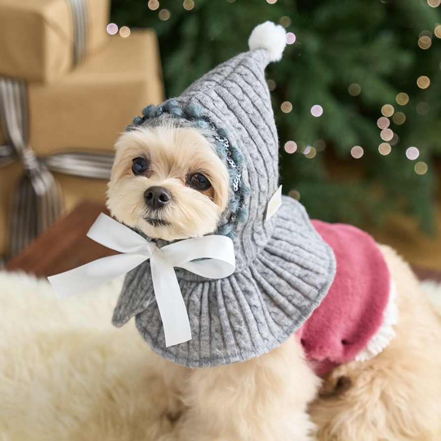 冬季精靈針織斗篷-灰-Hood Cape (MelanGrey) It’s sunny outside