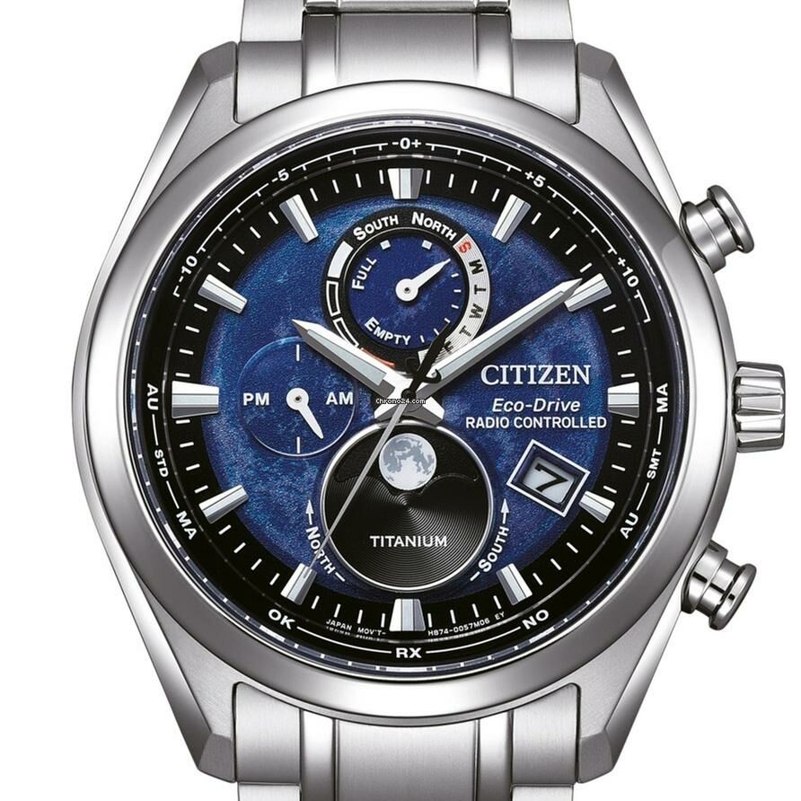 萬年鐘錶 - Citizen 星辰錶  爍月款月相超級鈦光動能電波萬年曆男錶  BY1010-81L  錶徑43MM