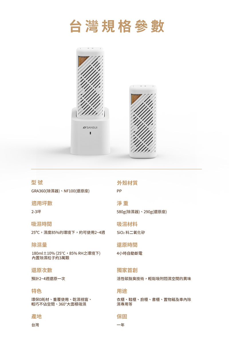 【SANSUI山水】小植淨除濕器1入組 (不含還原座)