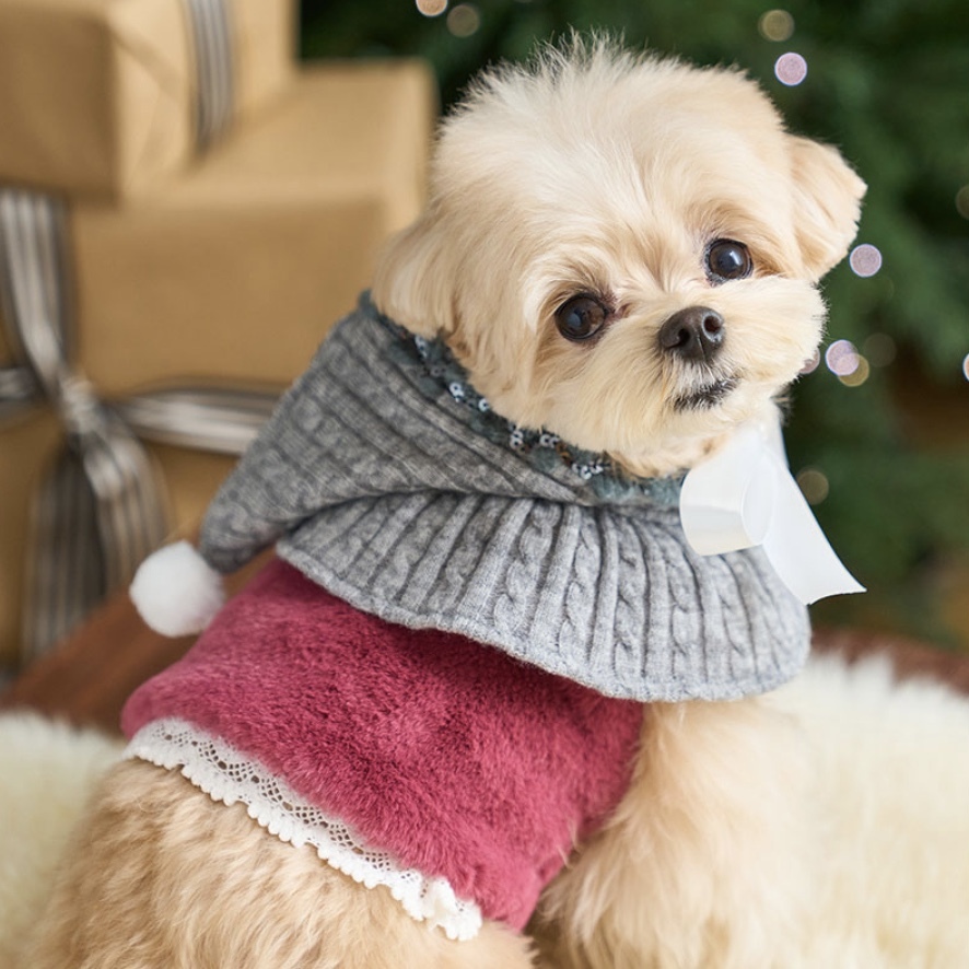 冬季精靈針織斗篷-灰-Hood Cape (MelanGrey) It’s sunny outside