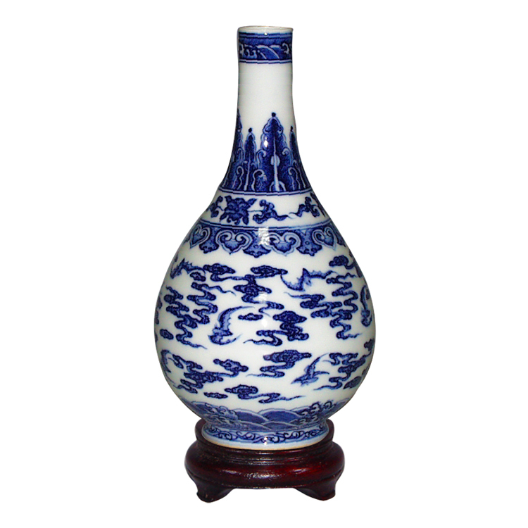 鹿港窯│青花瓷膽瓶【吉祥百福】蝙蝠雲紋寓意富貴綿延