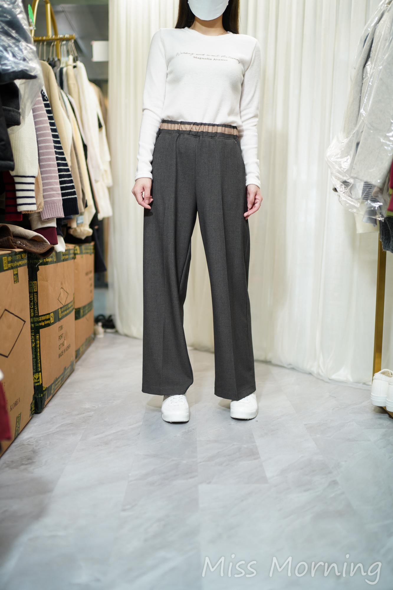 毛毛面波浪邊邊簡約上衣(14360)