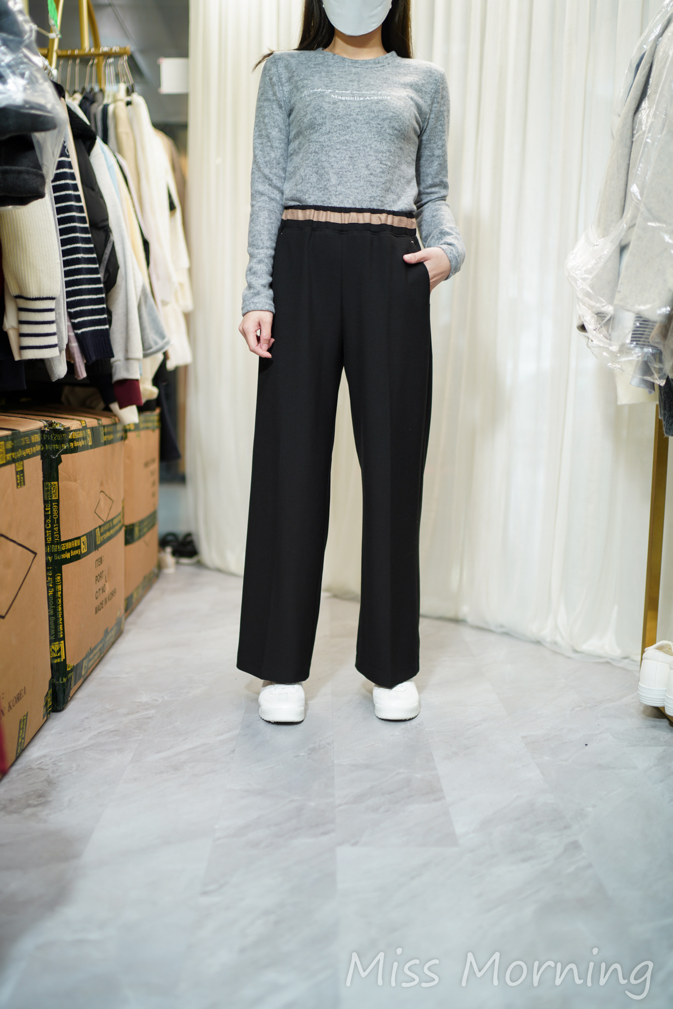 毛毛面波浪邊邊簡約上衣(14360)