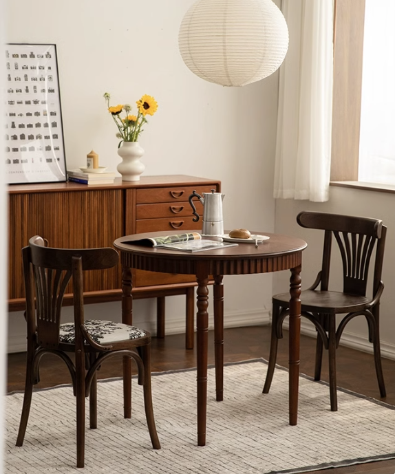 法式復古實木印花餐椅