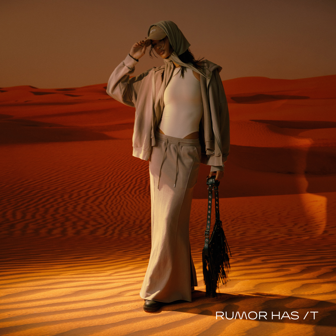 Aged-Washed Mermaid Skirt-Khaki