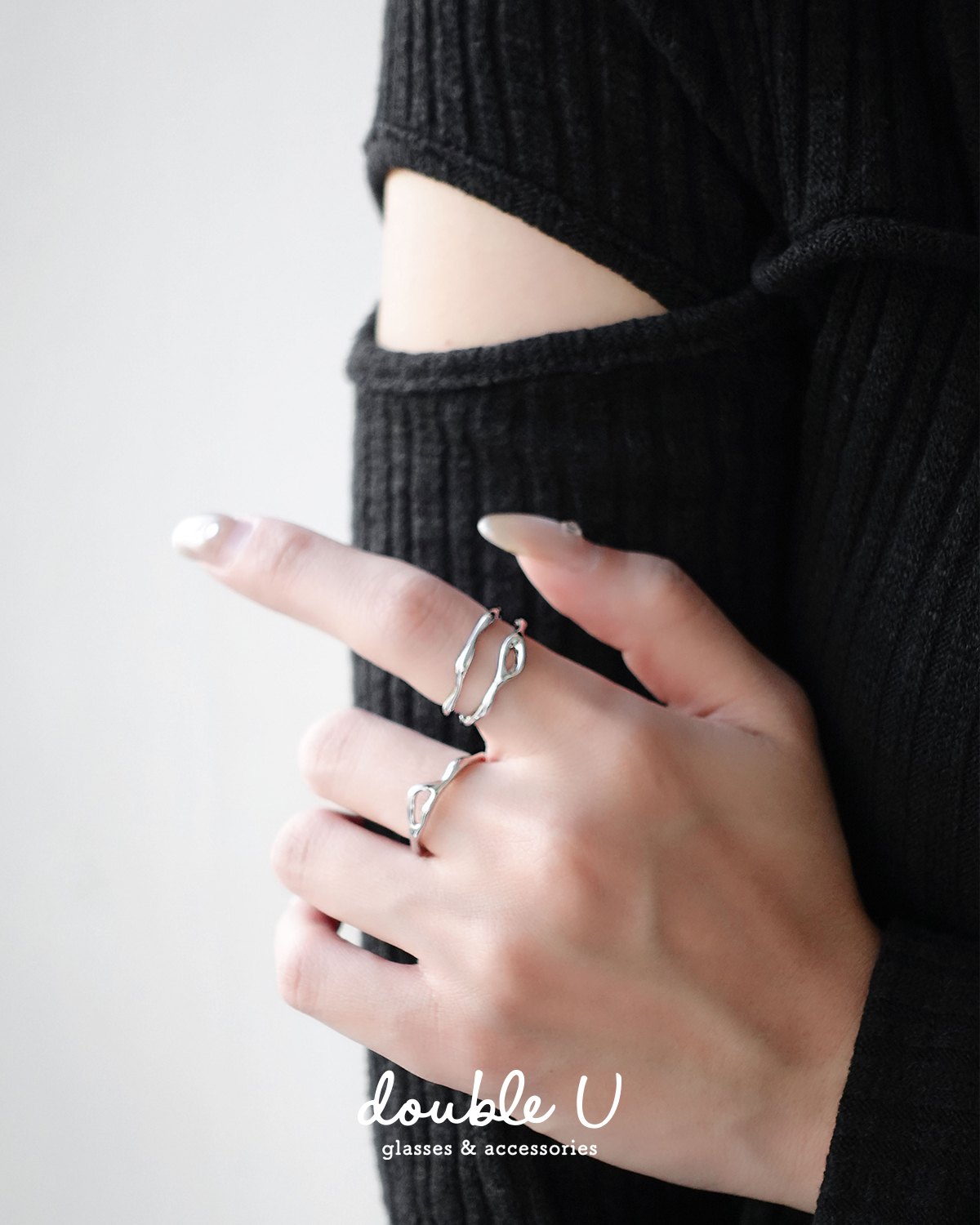 雙層線條熔岩感金屬戒指・Ring (DRM10331)