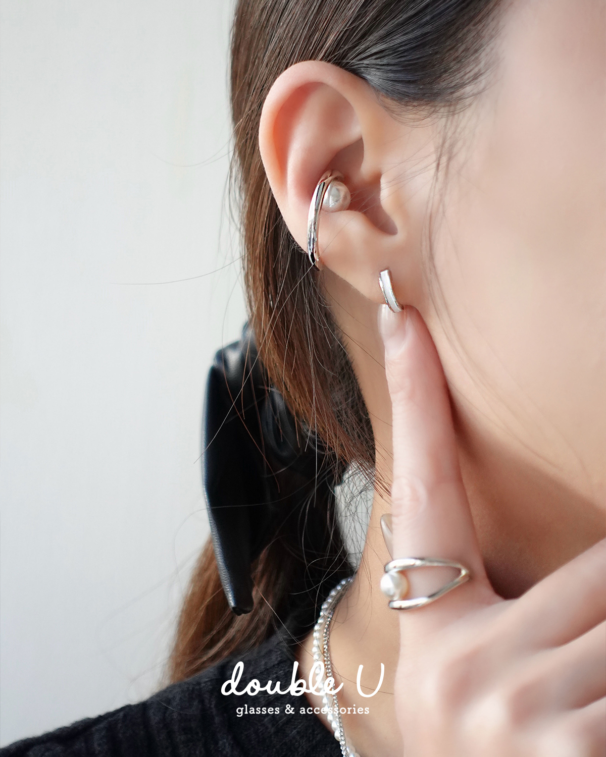 圓圈幾何珍珠耳骨扣・Earcuff (EBC10073)