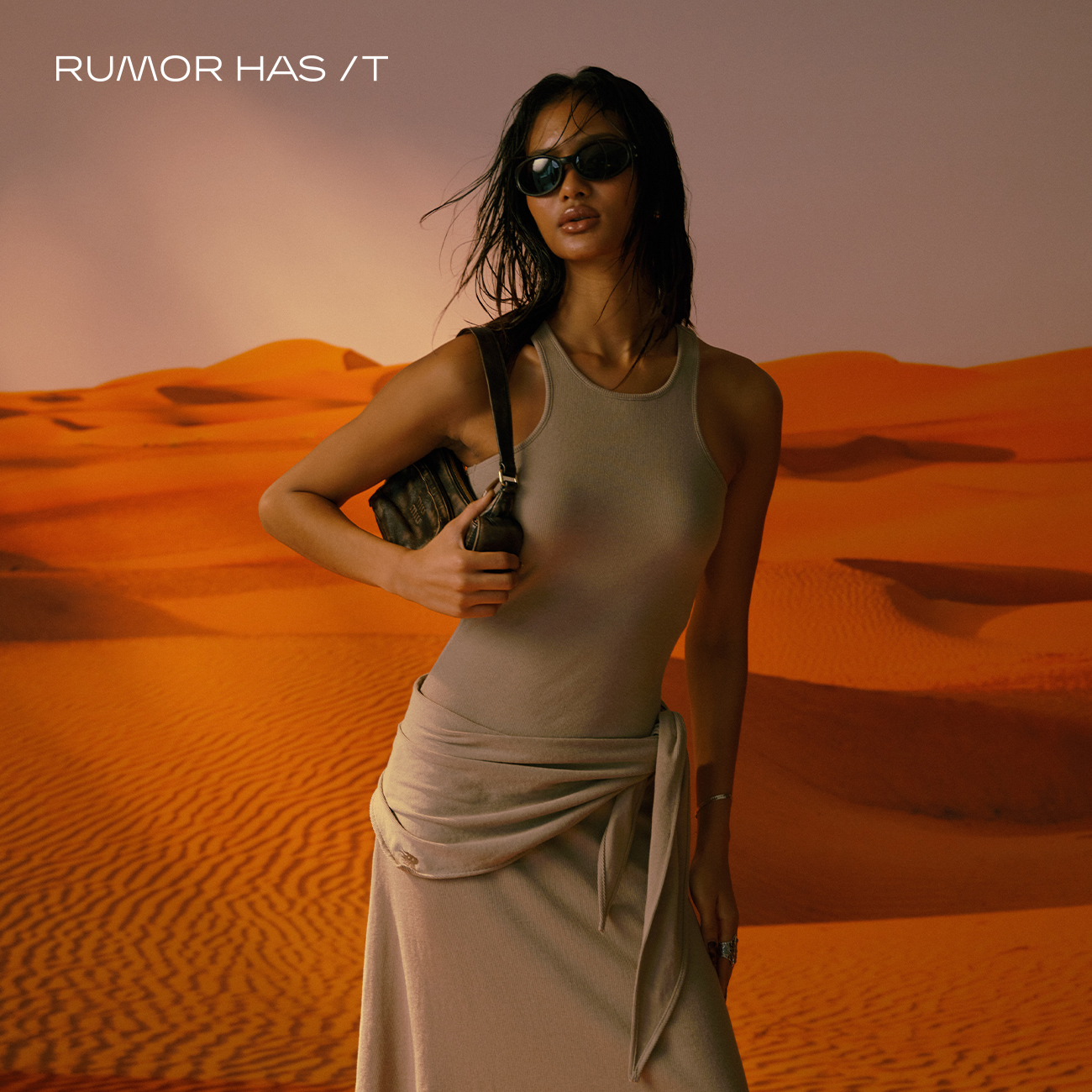 Aged-Washed Bra Dress-Khaki