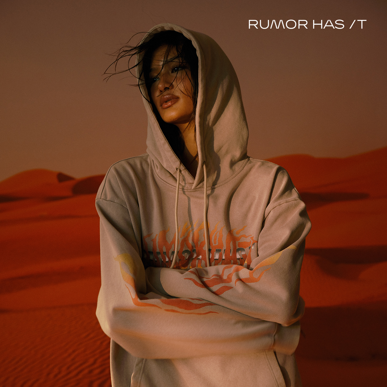 Aged-Washed Oversized Hoodie-Khaki