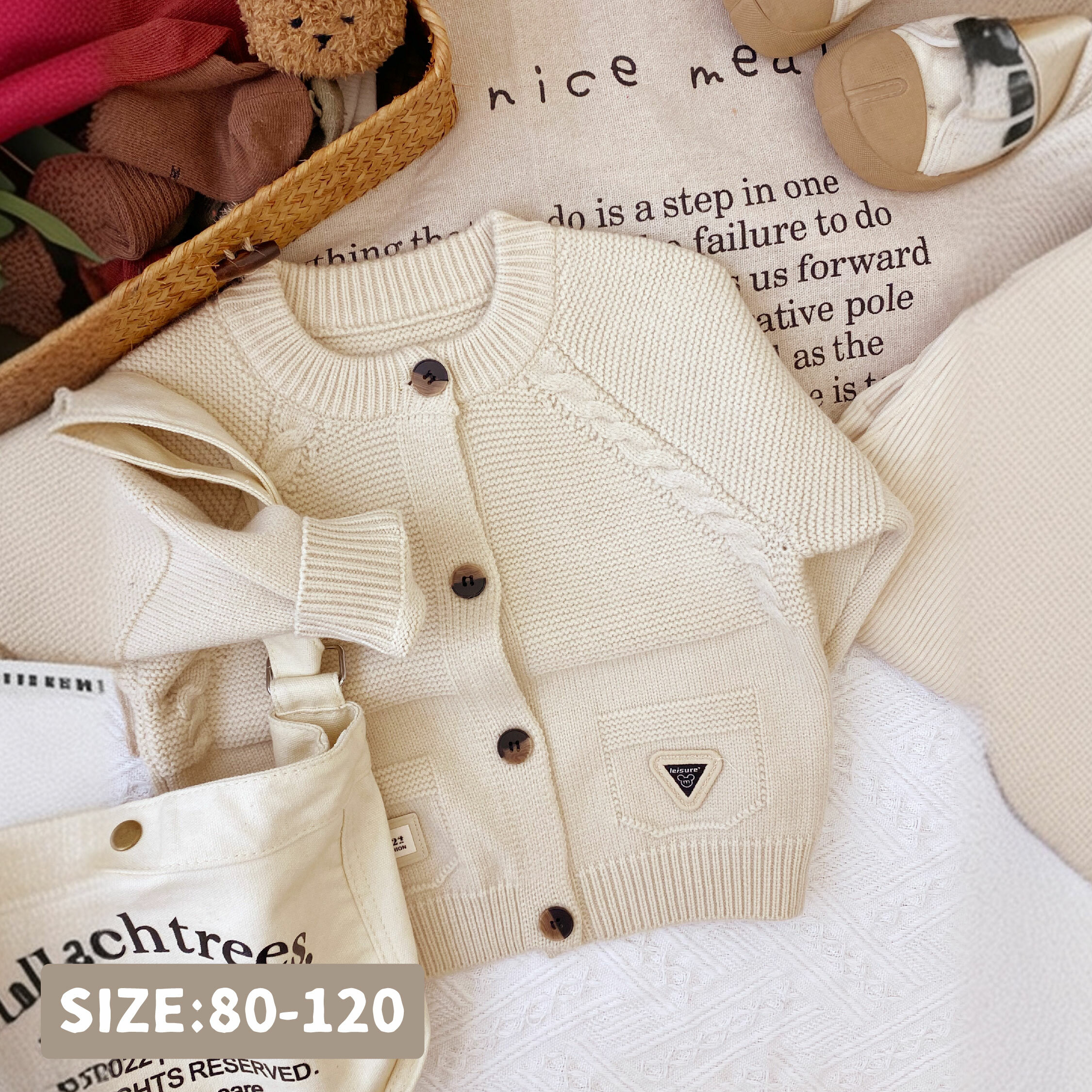 【H45361】帥氣質感刺繡小標針織外套