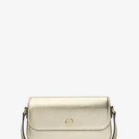 [S] MICHAEL KORS 35F4GTVC1M JET SET TRAVEL SMALL METALLIC LEATHER CROSSBODY,PALE GOLD, 197853077836 (SMK1091)