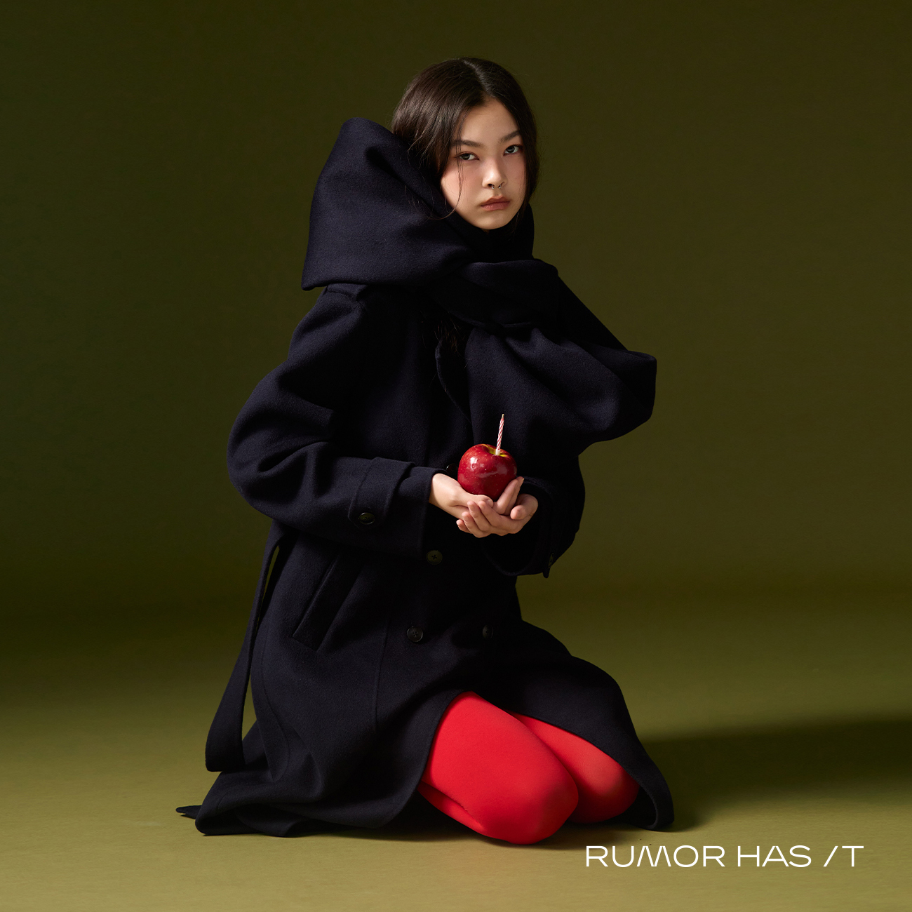 Wool Double-Breasted Belted Coat-Navy