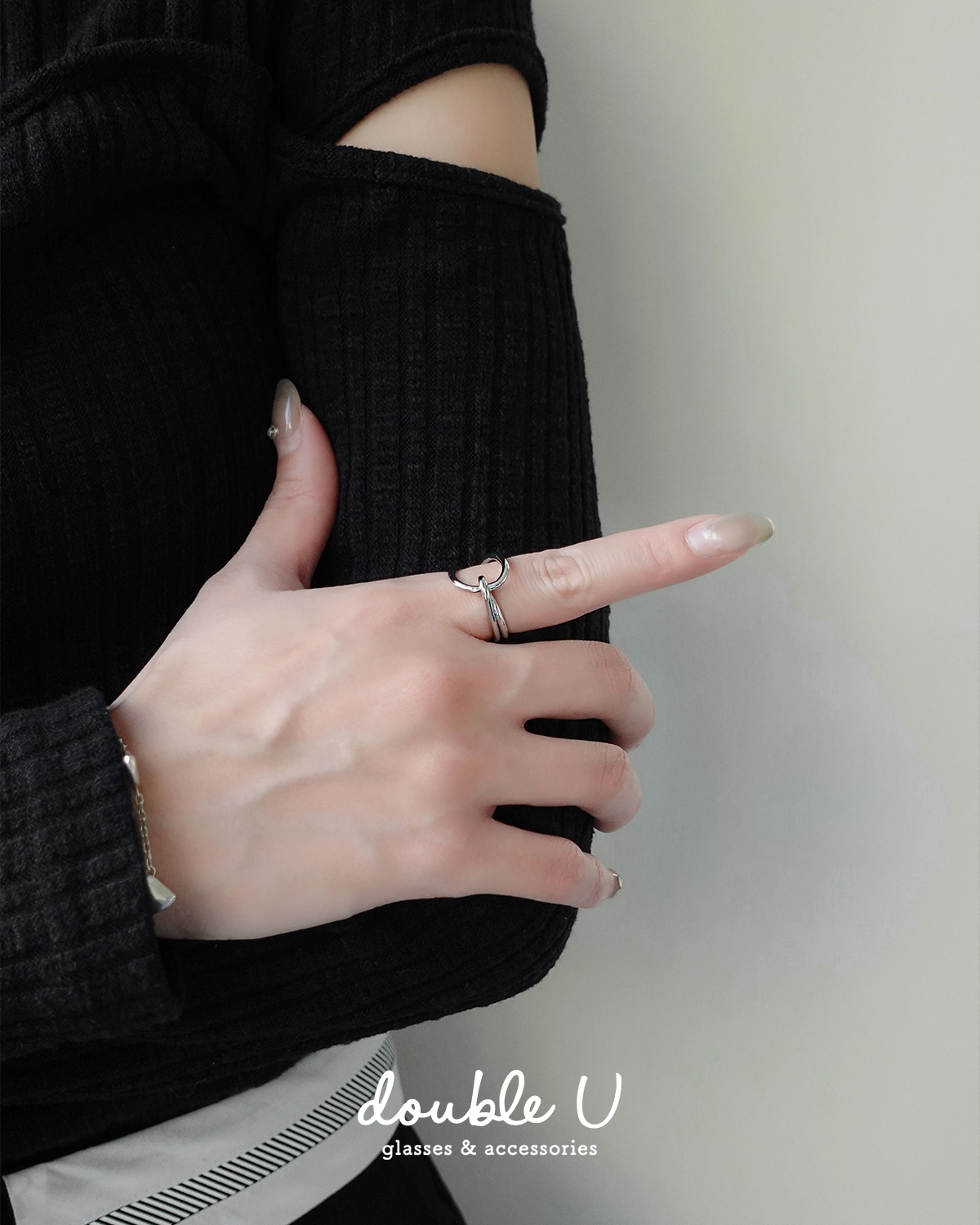 圈套繩結金屬戒指・Ring (YRM10330)