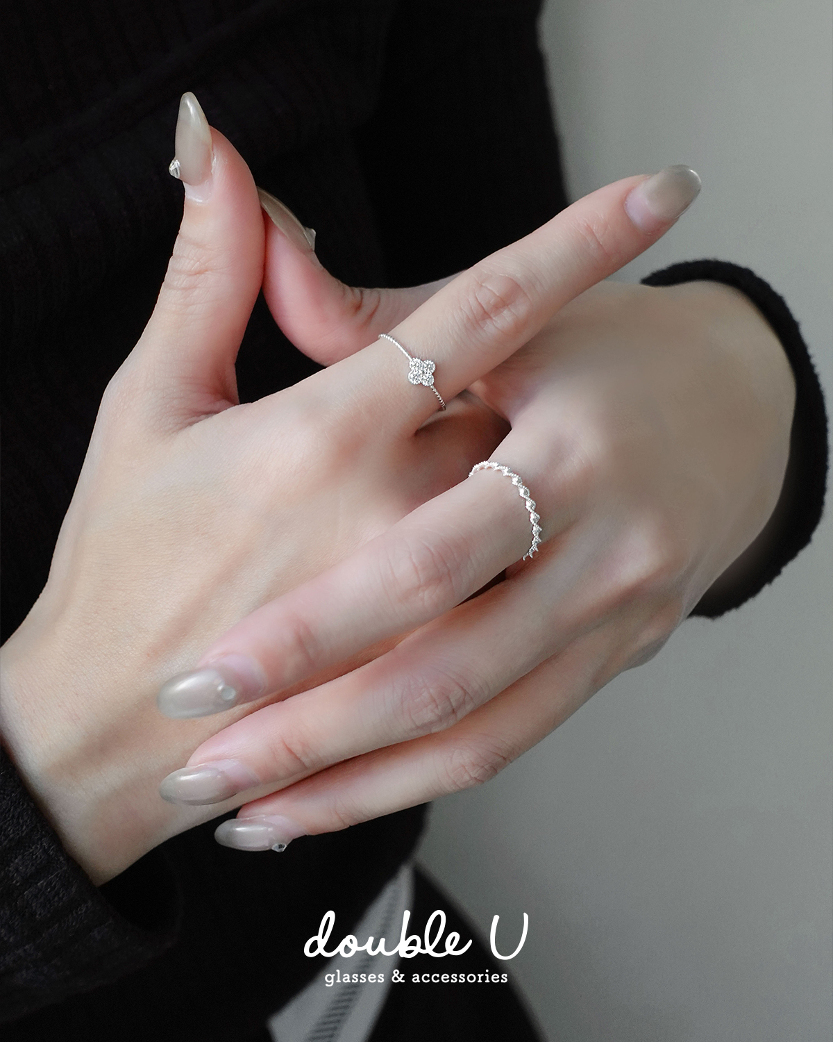 小鑽花瓣・純銀戒指 (ERS10322)