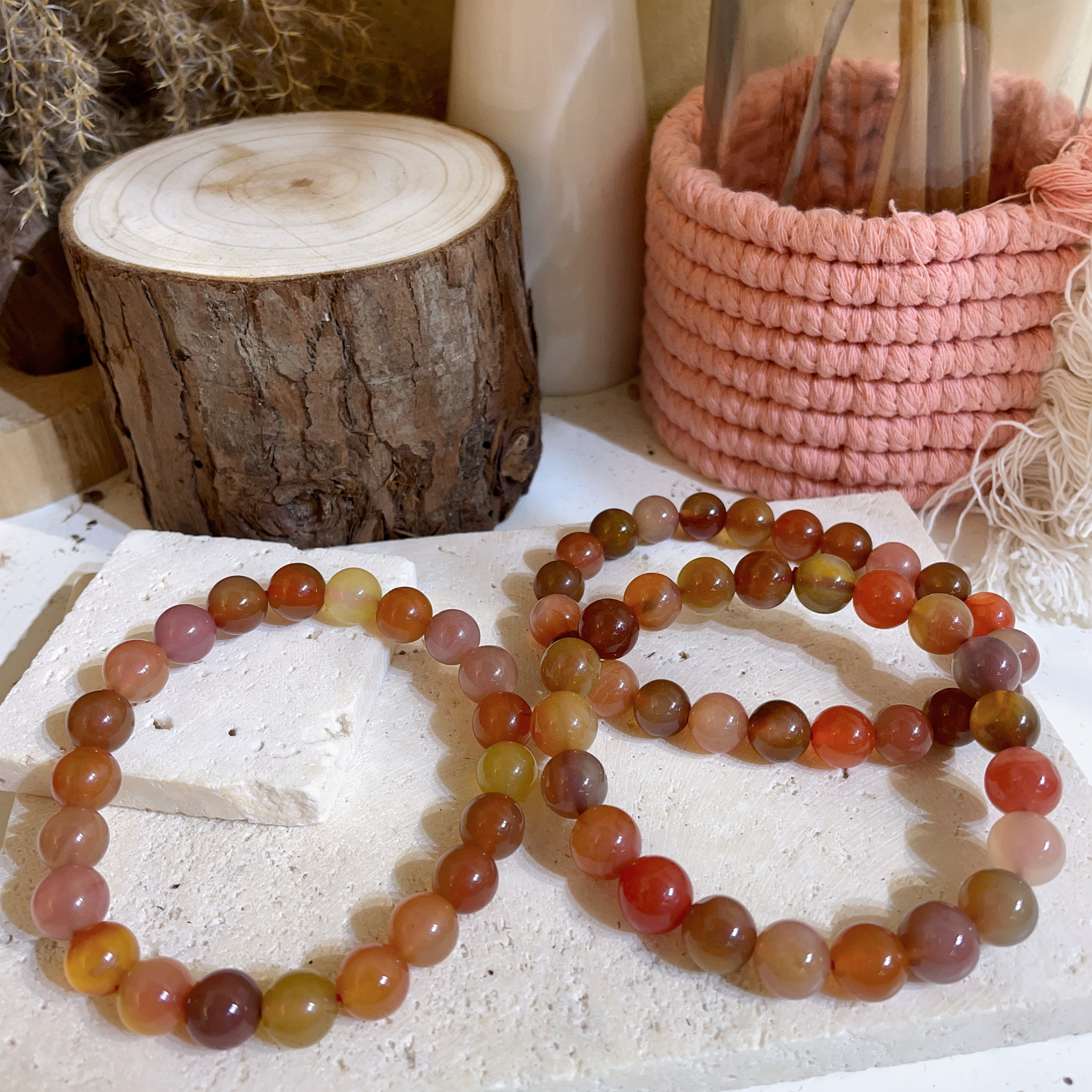 彩鹽源瑪瑙手串