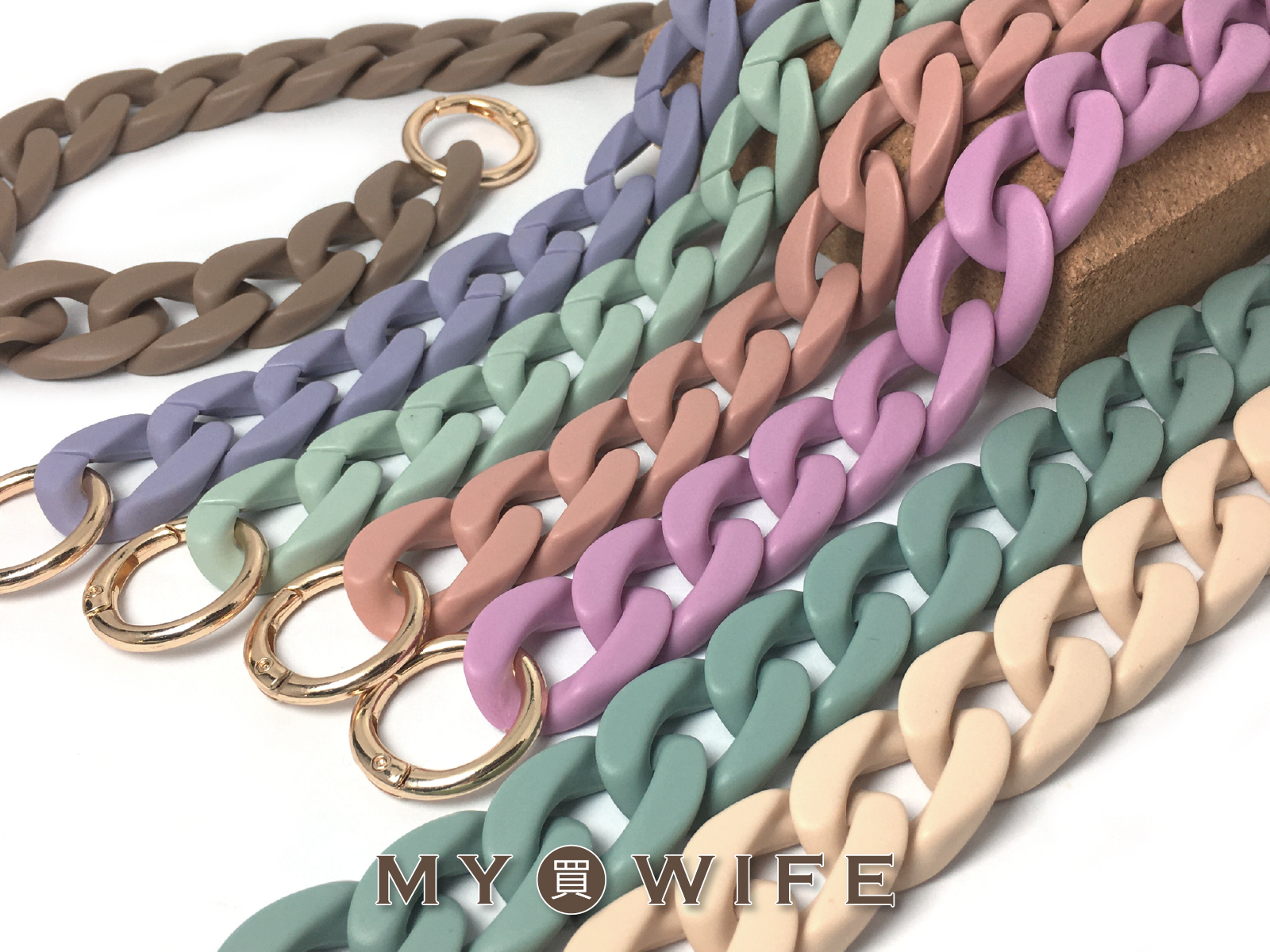 60cm消光壓克力鍊_提把/包帶/背帶/延長鍊_25色(金色配件)