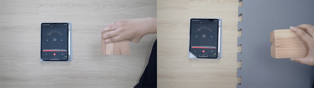 這是在地墊上丟木塊的噪音實測圖片