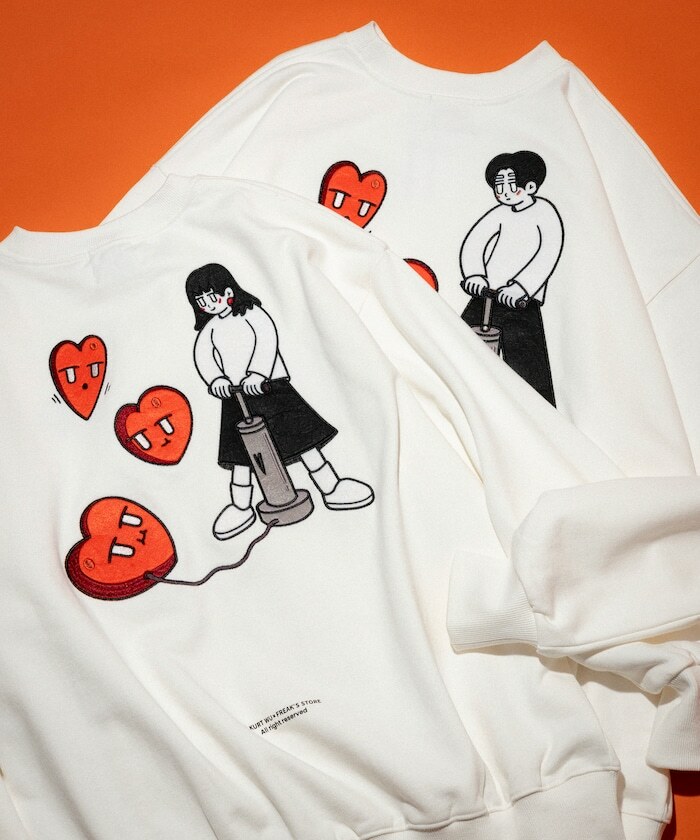 🇯🇵 Kurt Wu X FREAK'S STORE 氣球 打氣 愛心 圖案 大學T 長袖 男女 / 現貨