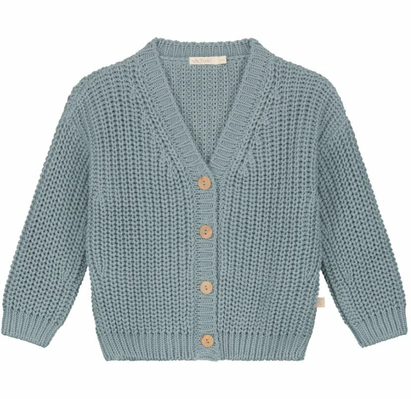 Yuki Kidswear 素色粗針織開襟衫 Chunky Knitted Cardigan - OCEAN