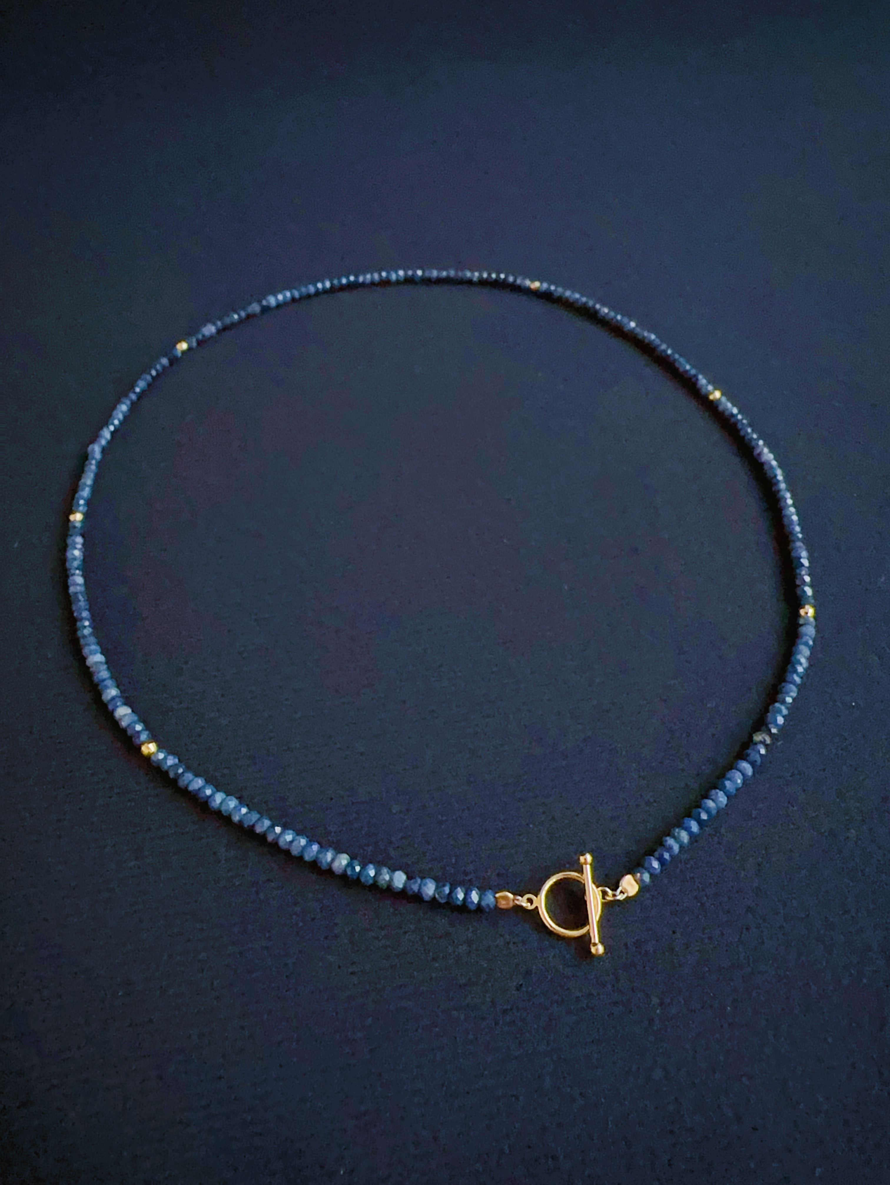 穗花T扣項鍊｜藍寶石