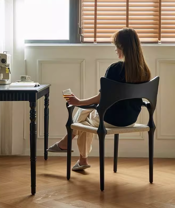 法式復古編織設計師款餐椅