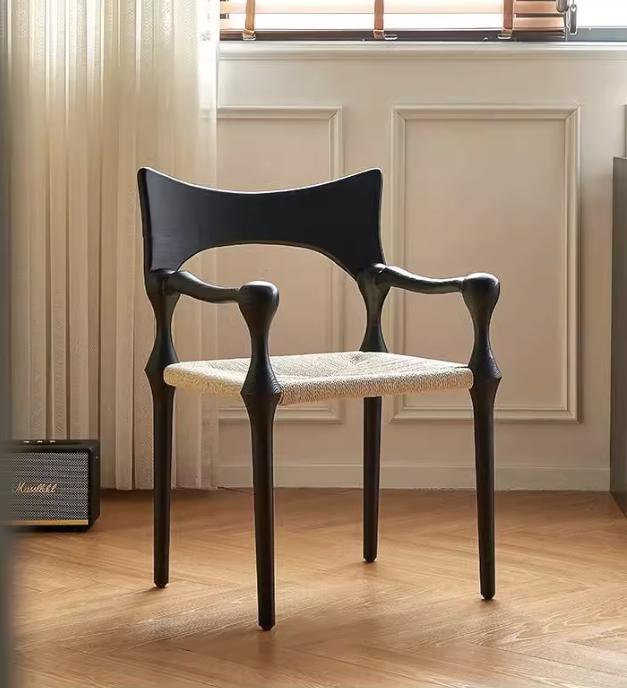 法式復古編織設計師款餐椅