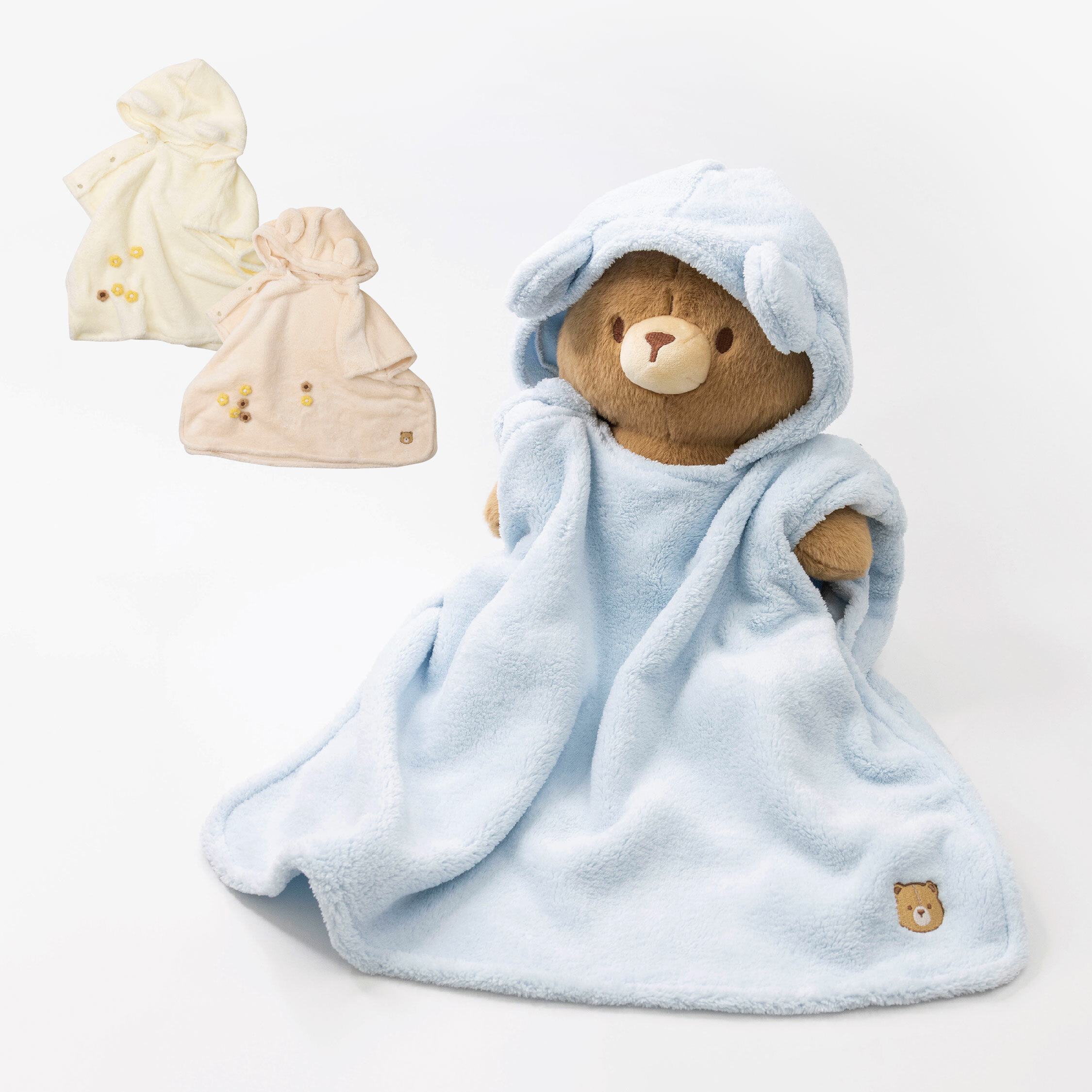 【JB0408】小熊吸水柔軟斗篷浴巾＊三色