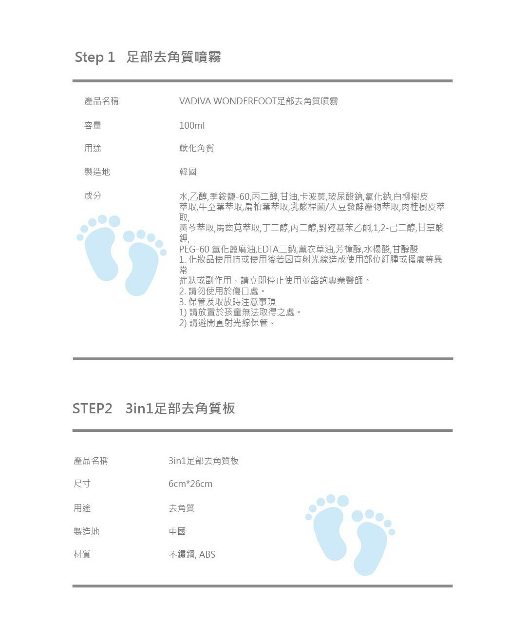 VADIVA WONDERFOOT腳底去角質板+去角質噴霧