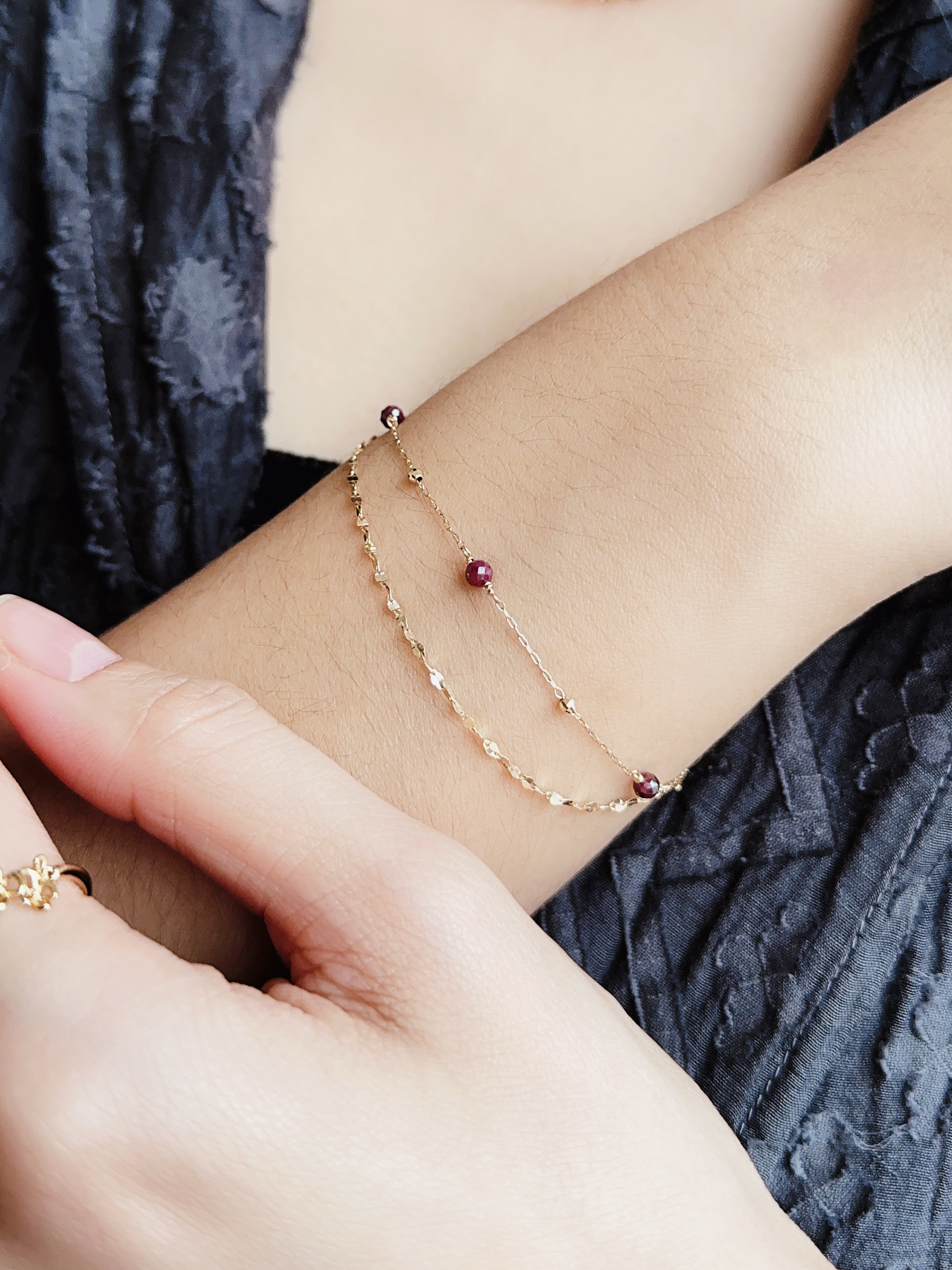 穗花雙鍊手鍊｜紅寶石