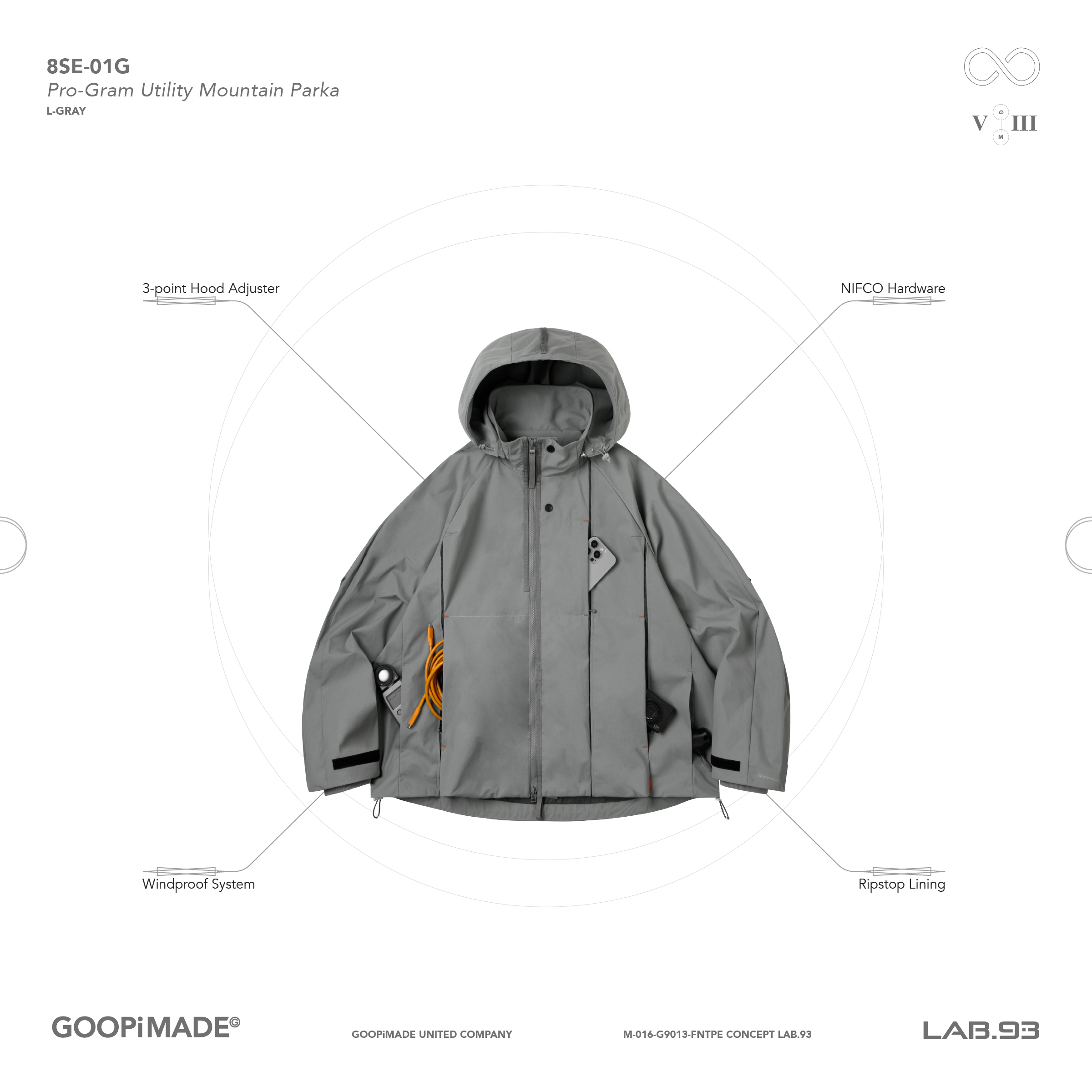 【美品】GOOPiMADE Utility Mountain Parka GOOPiMADE - “8SE-01G” Pro-Gram Utility Mountain Parka | HBX