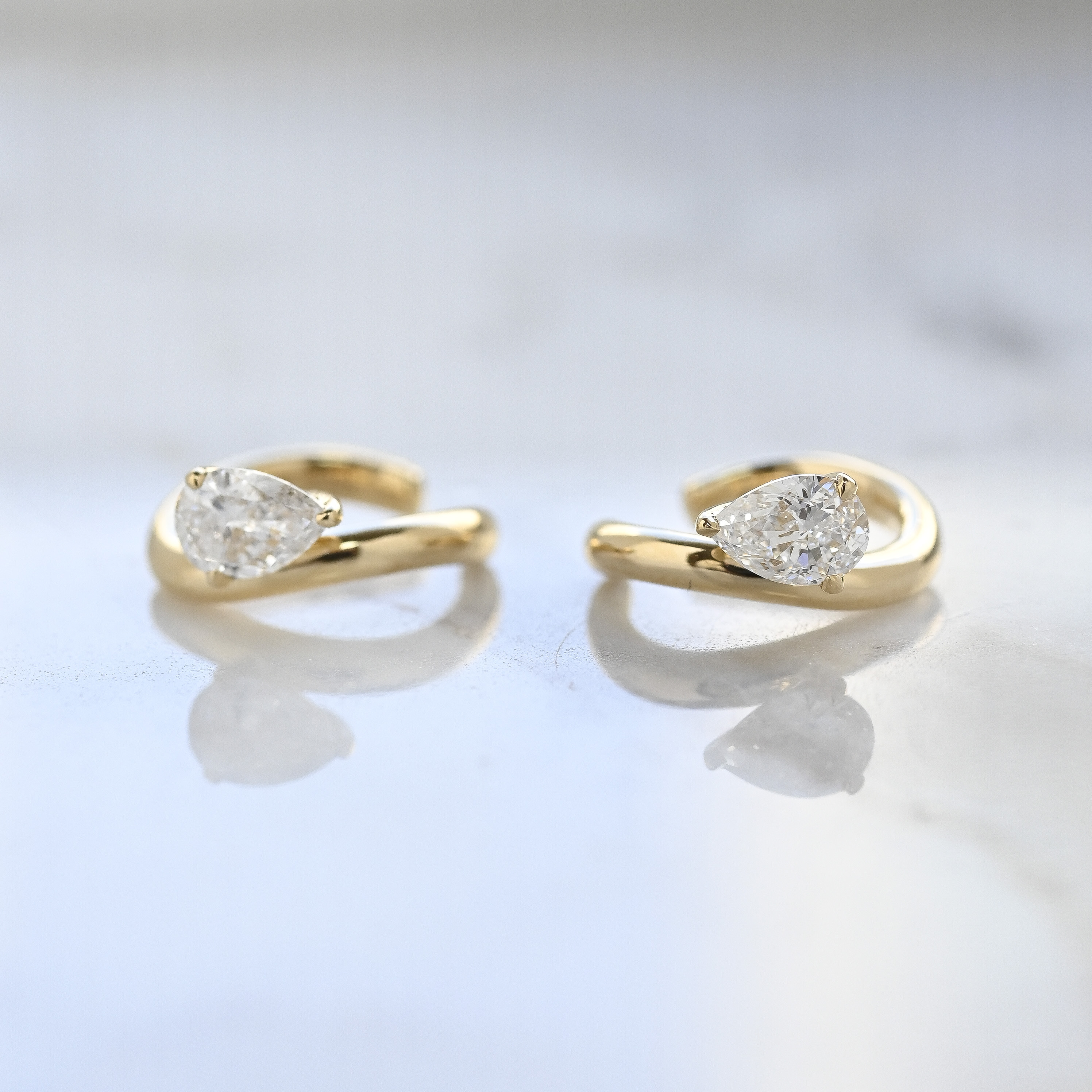 18K Pear Shape Diamond Ear Cuff
