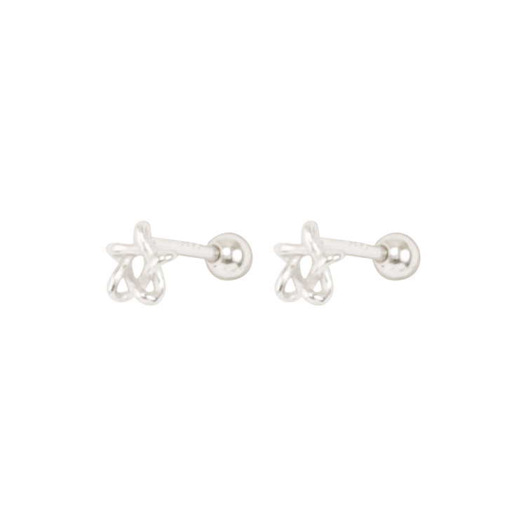 新品-純銀耳飾,女士耳飾 星星線條;精緻銀線簡約中透露著浪漫氣息(3953)
