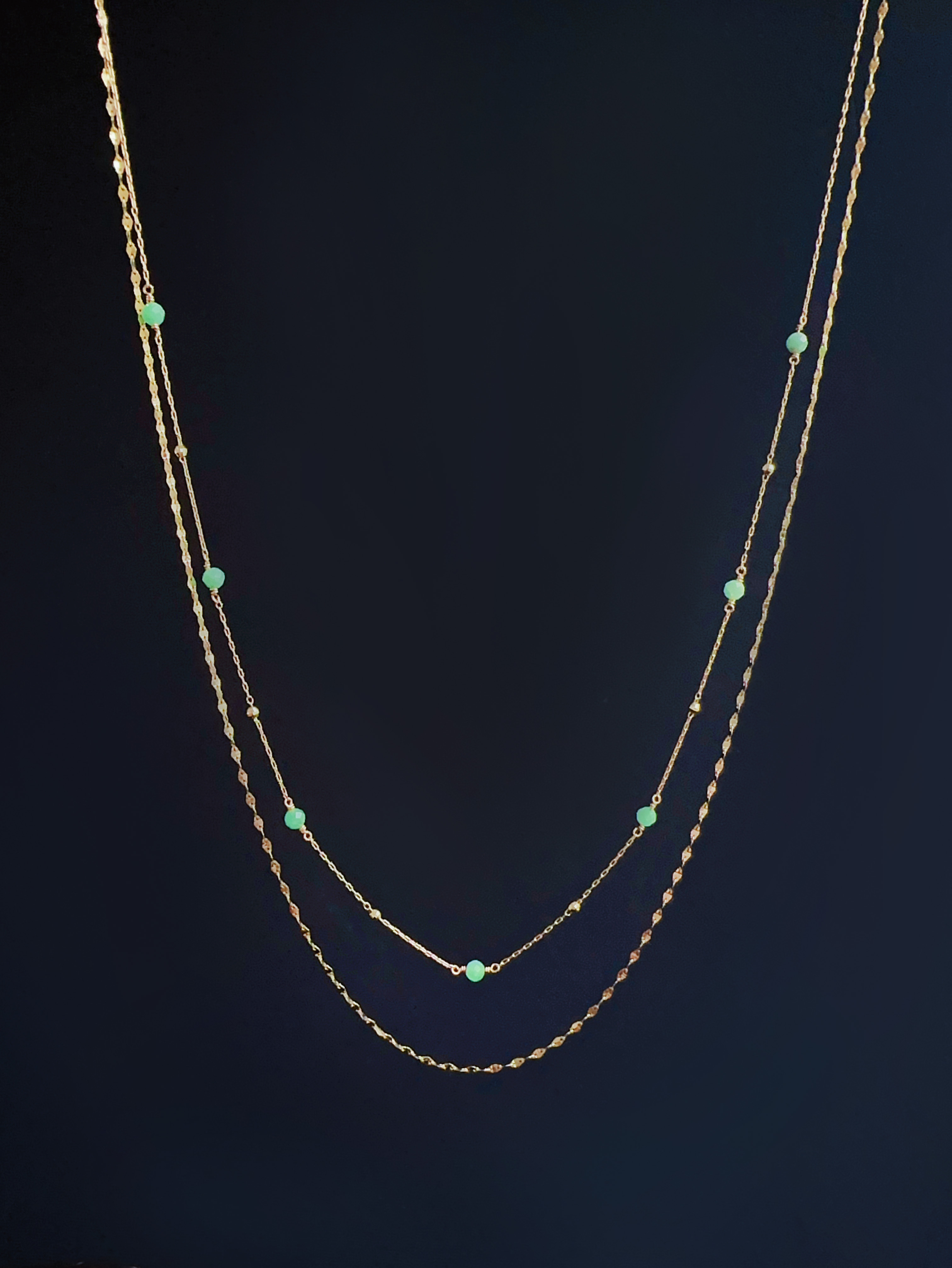 穗花雙鍊項鍊｜祖母綠