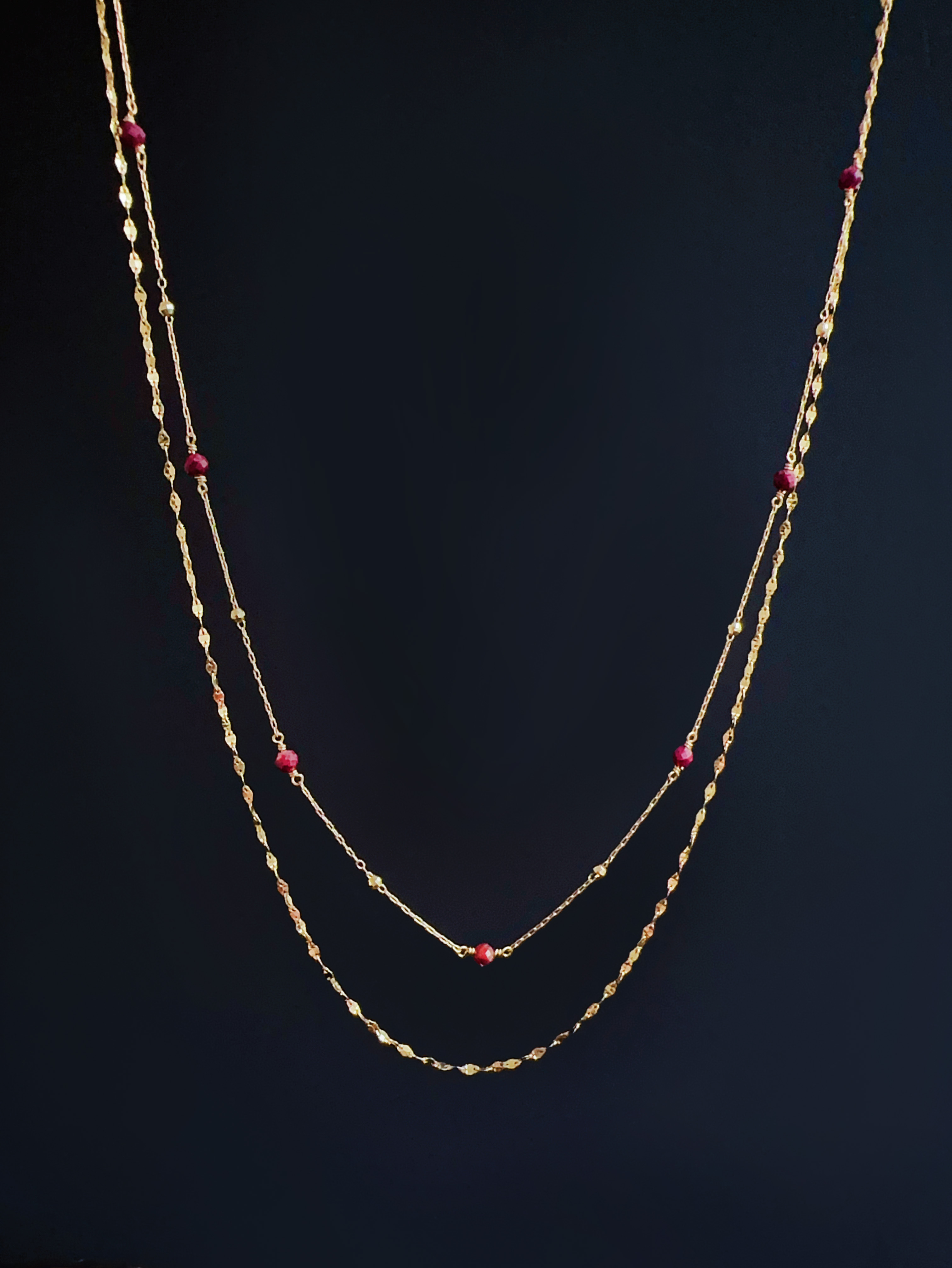 穗花雙鍊項鍊｜紅寶石