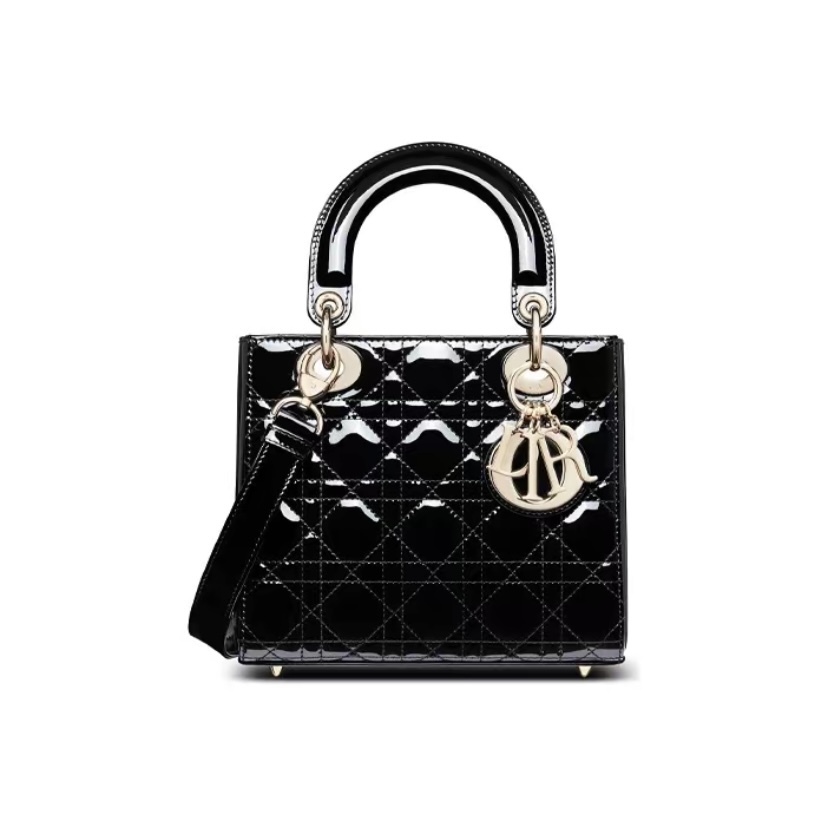 DIOR 小碼 Lady Dior 手袋漆皮Cannage 藤格紋圖案小牛皮