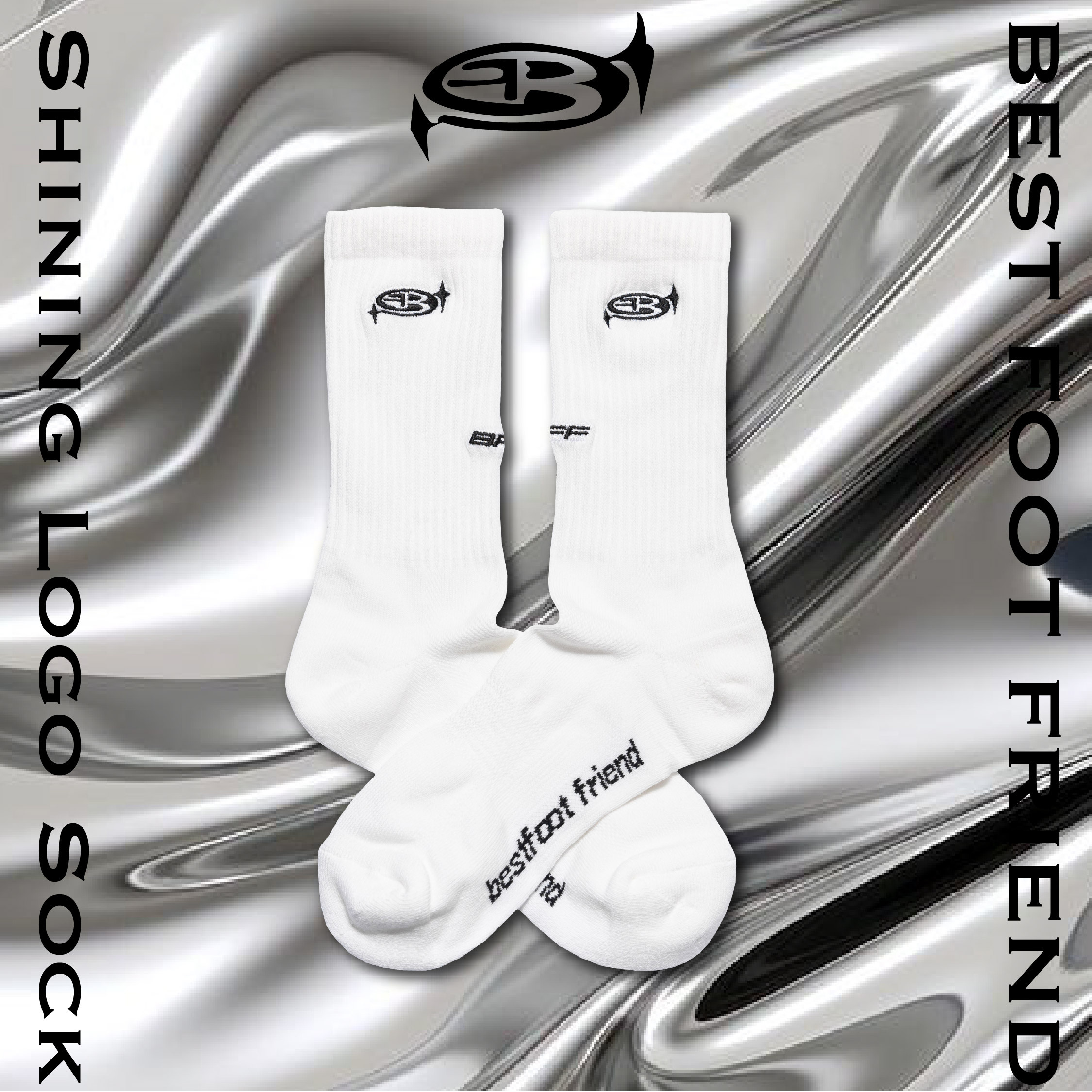 Shining Logo Sock 閃亮LOGO襪_WH_BF24023