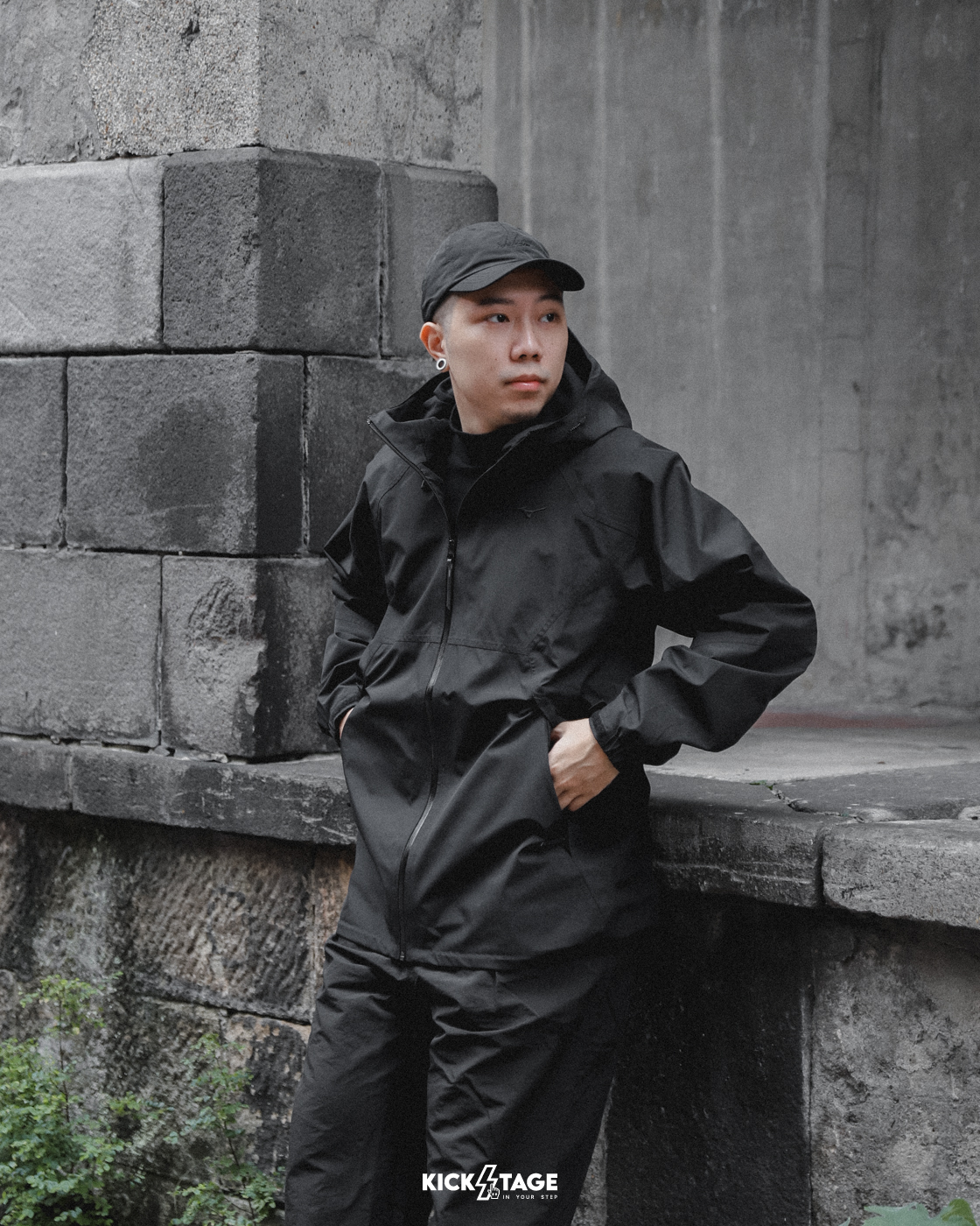 男款 MIZUNO GORETEX JACKET 黑色 綠色 刺繡LOGO 刷毛 防水防風 風衣外套【B2TEBW91】