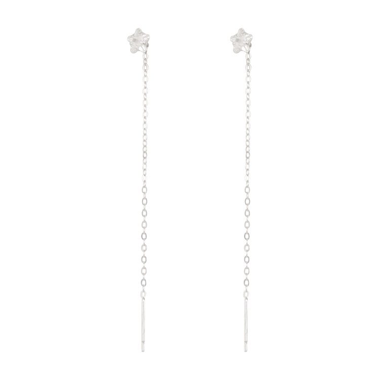 新品-純銀耳飾,女士耳飾 星形單鋯線條垂墜 展現細膩浪漫;流暢線條展現細膩質感(3959)