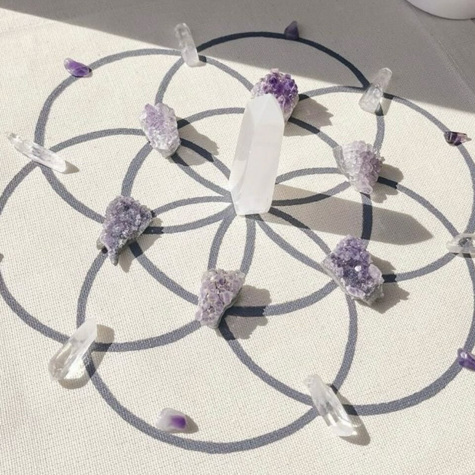 [原石] 靈性圖騰 生命之花 帆布 水晶陣布