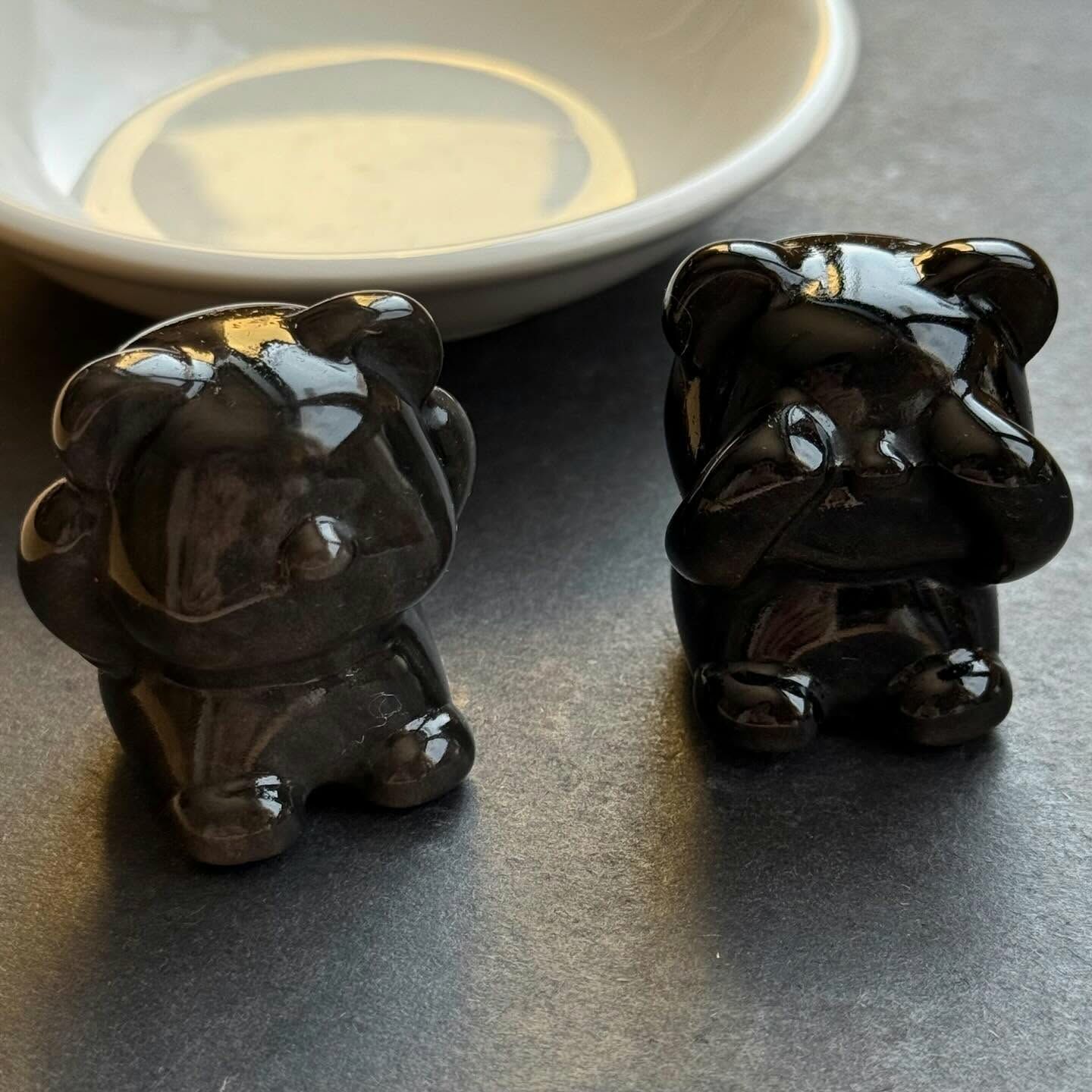 [原石] 沈默是金 銀曜石小熊 水晶擺件