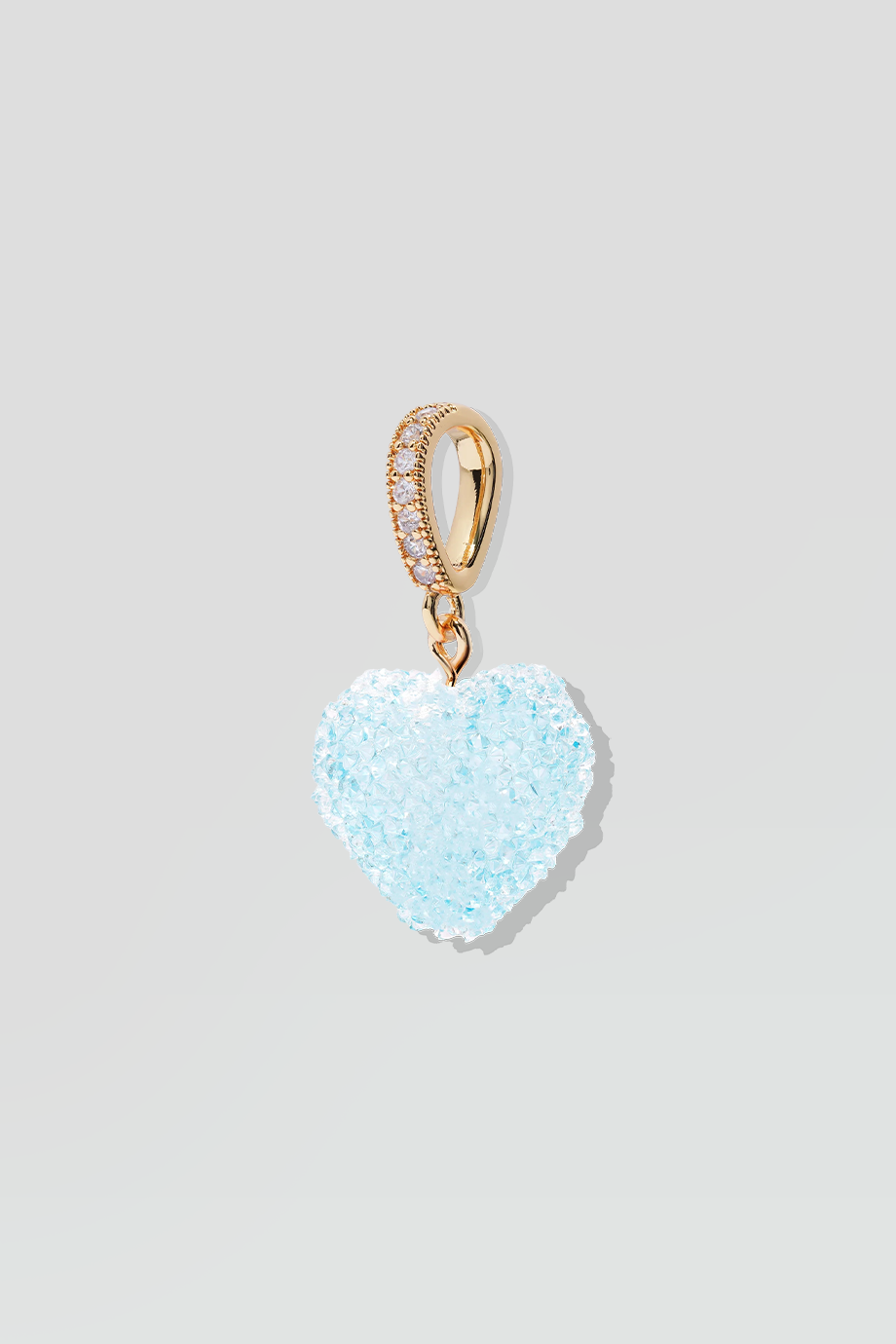Crystal Haze｜JELLY HEART 金色鑲鑽粉藍果凍心形吊墜項鍊