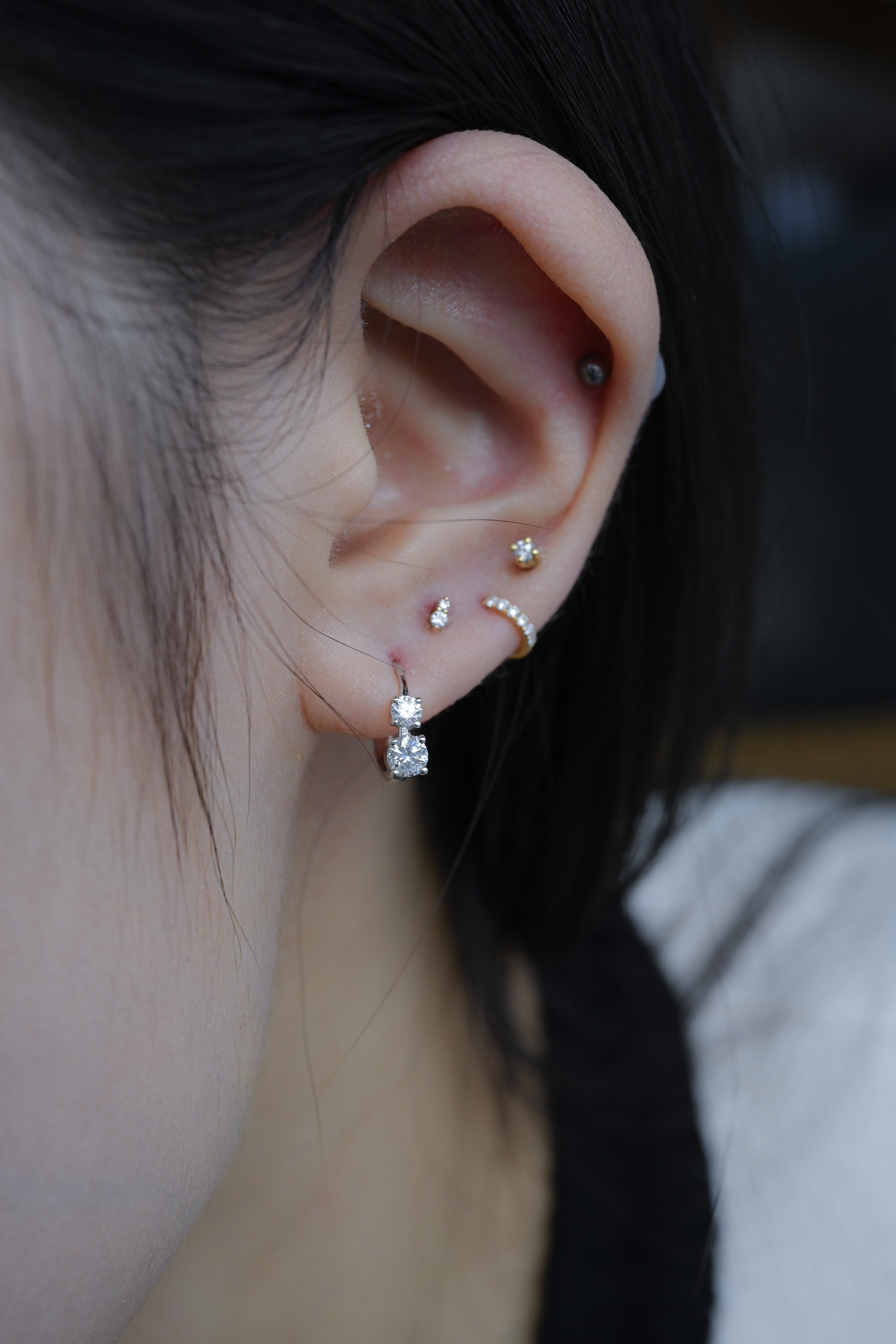 18K Double Diamond Earring