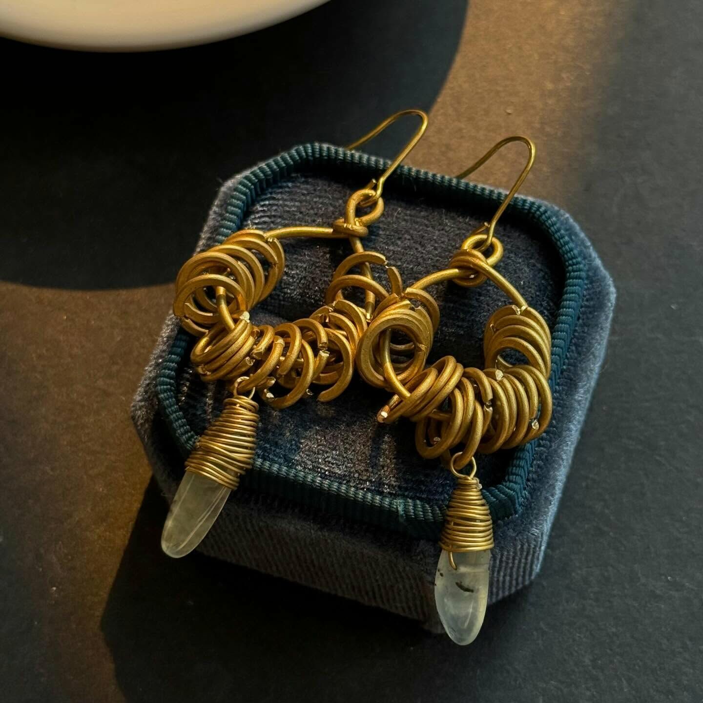 [原石] 葡萄石 耳環 原創設計款